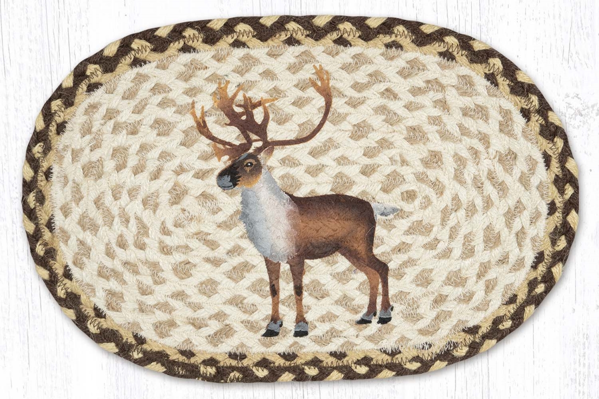 81-129C 10 x 15 in. MSP-129 Caribou Printed Oval Swatch Rug