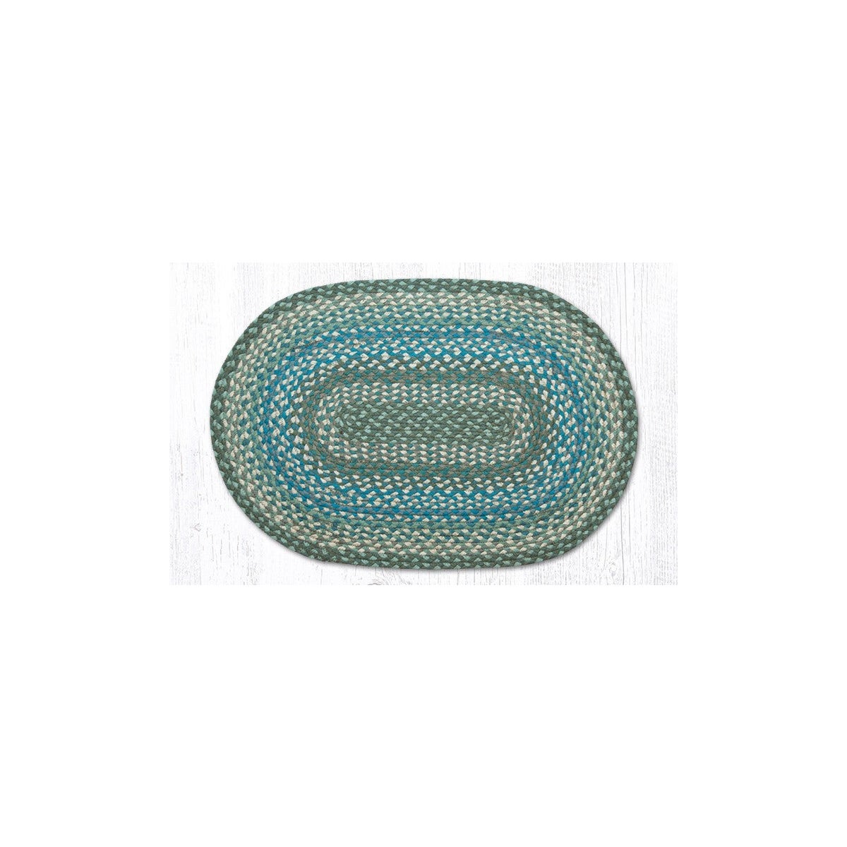 Picture of Earth Rug 24-419 3 x 5 ft. RC-419 Sage&#44; Ivory & Settlers Blue Oblong Braided Rug