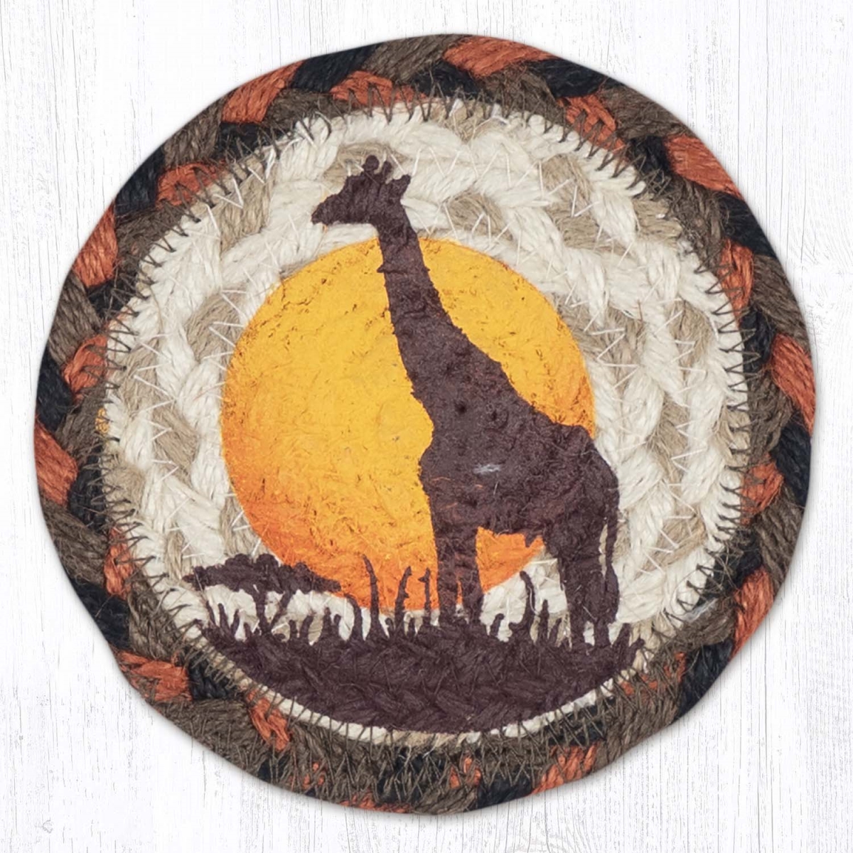 Picture of Earth Rug 31-IC919G 5 x 5 in. Giraffe Printed Braided Coaster, Multi Color