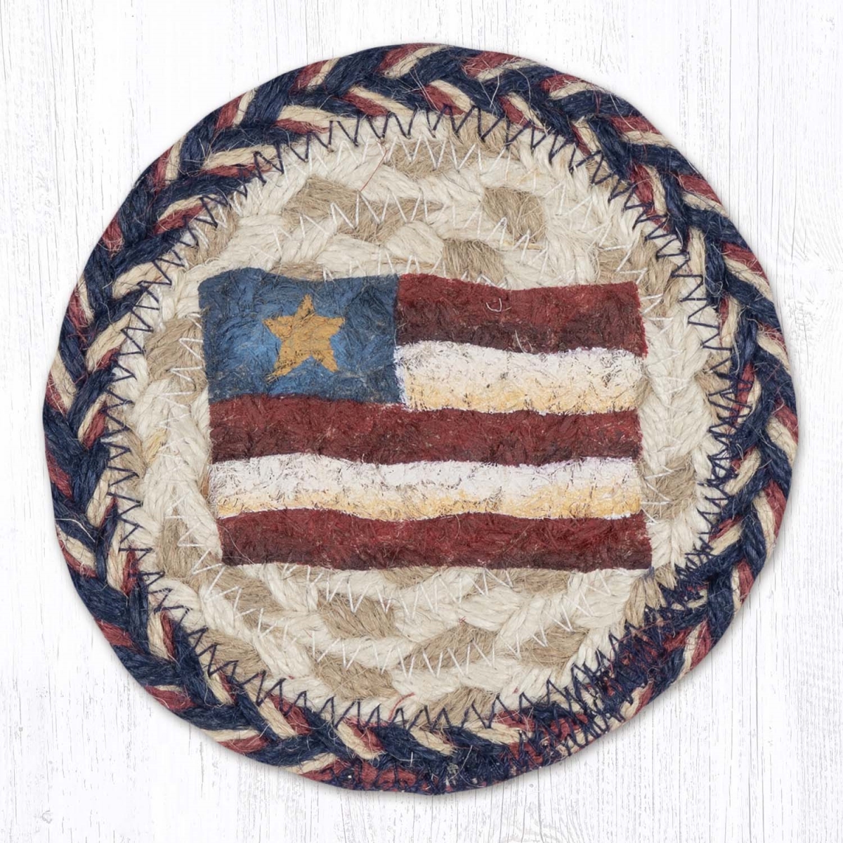 31-IC9-926PSF 5 x 5 in. Primitive Star Flag Printed Braided Coaster, Multi Color
