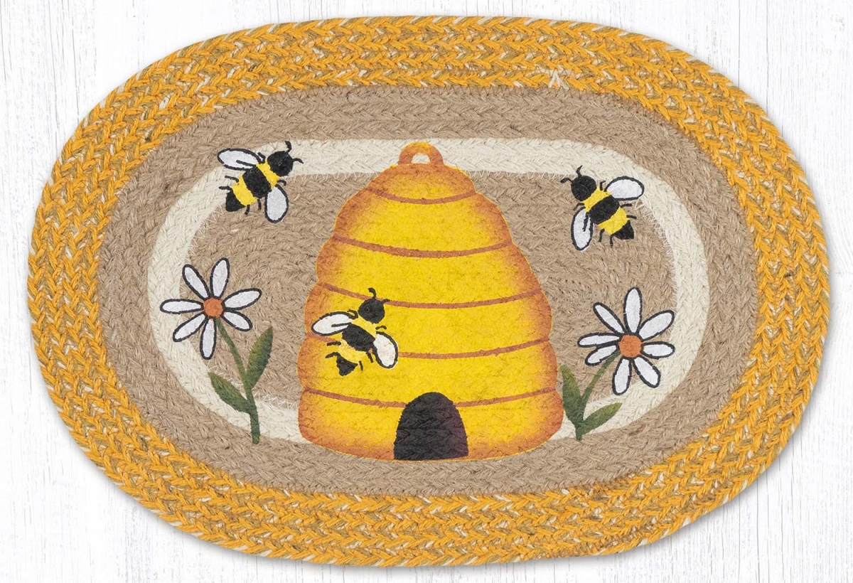 48-9-101B 13 x 19 in. Beehive Braided Oval Placemat, Multi Color