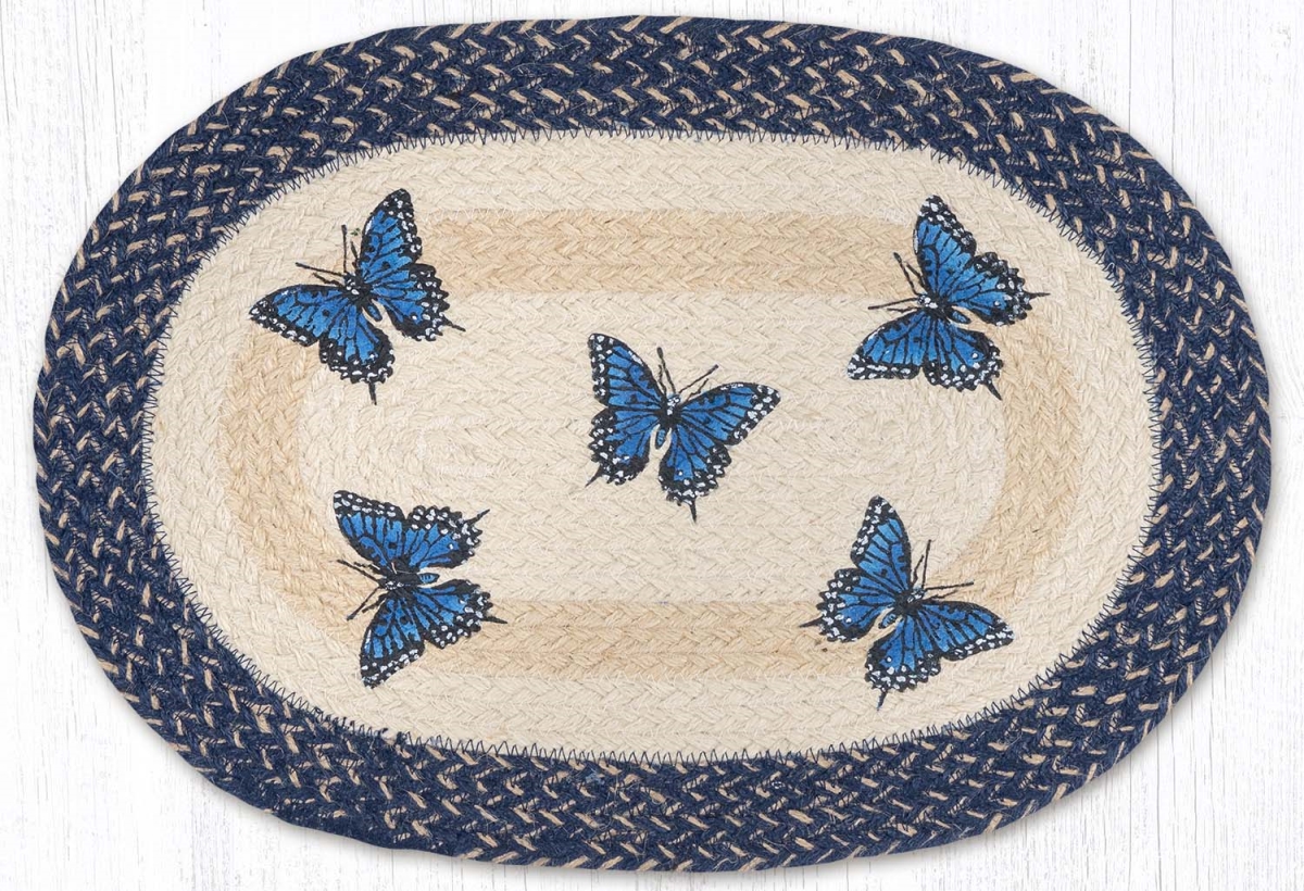 Picture of Earth Rug 48-9-921BS 13 x 19 in. Blue Swallowtail Braided Oval Placemat, Multi Color