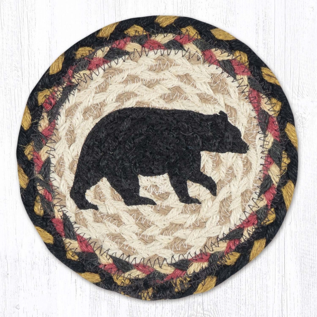 Picture of Earth Rug 79-043AB 7 x 7 in. American Bear Braided Round Large Coaster, Multi Color