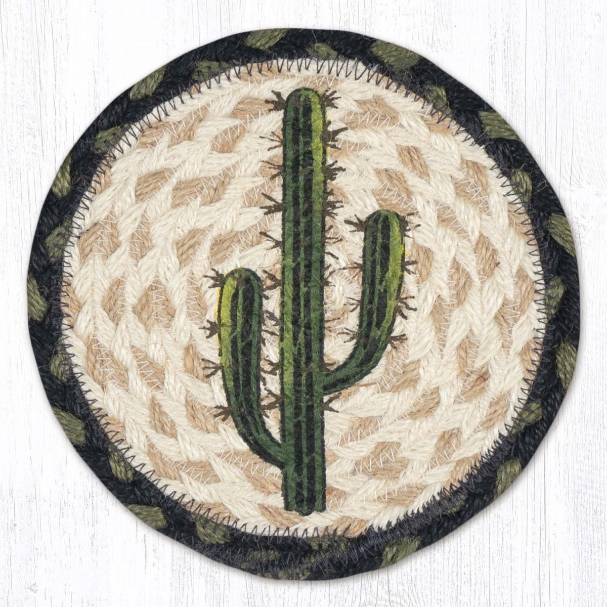 Picture of Earth Rug 79-116SA 7 x 7 in. Saguaro Braided Round Large Coaster, Multi Color