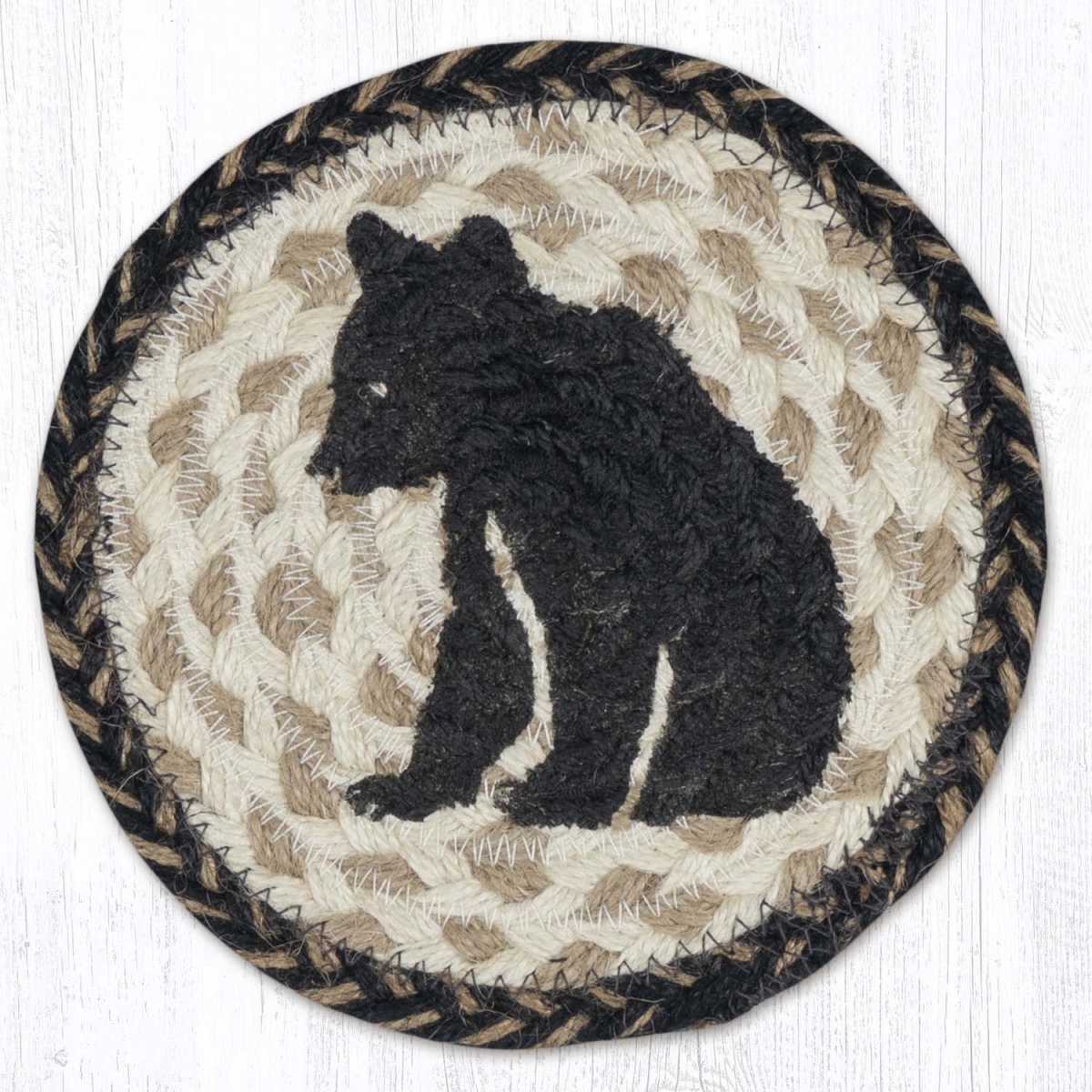 Picture of Earth Rug 79-9-093BCS 7 x 7 in. Bear Cub Silhouette Braided Round Large Coaster, Multi Color