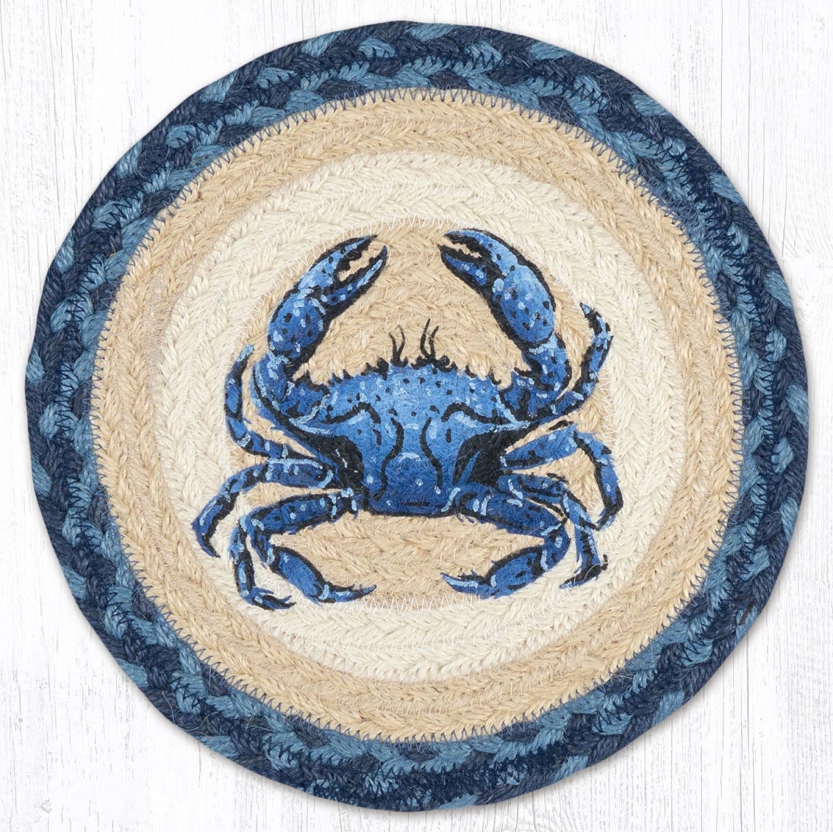 Picture of Earth Rug 80-362CDB 10 x 10 in. MSPR-362 Crab Dark Blue Printed Braided Round Trivet&#44; Multi Color