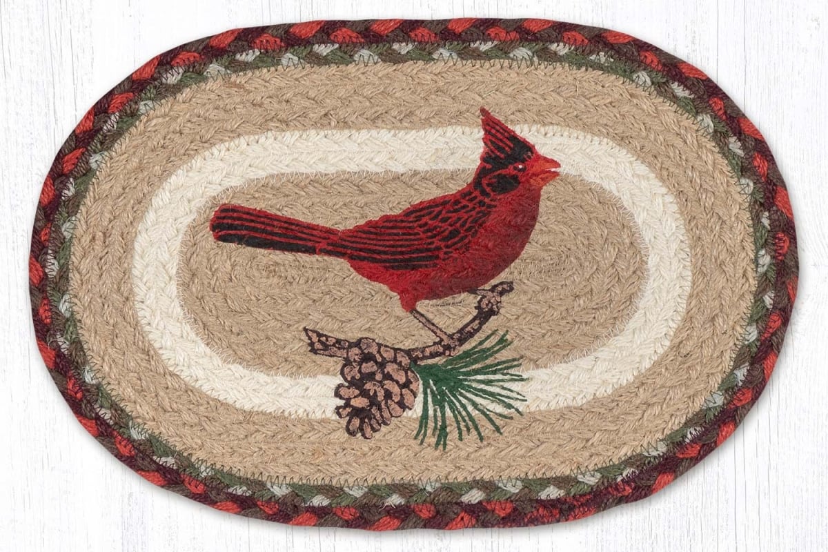81-417CP 10 x 15 in. MSP-417 Cardinal Pinecone Printed Oval Swatch Rug