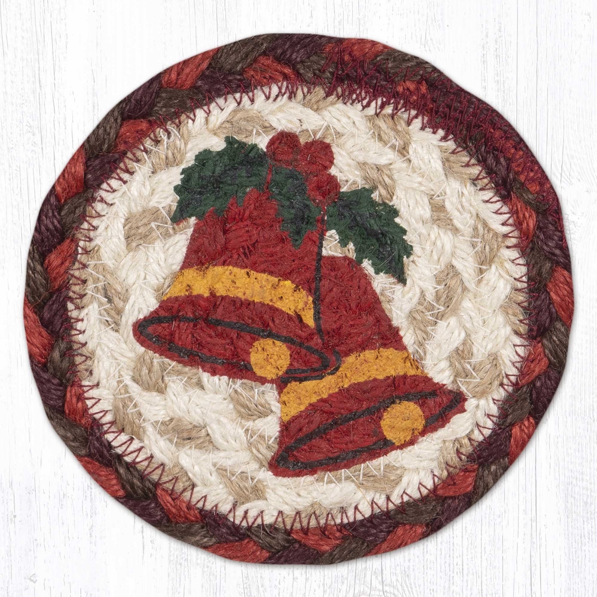 Picture of Earth Rug 31-IC417HB 5 x 5 in. Holiday Bell Printed Braided Coaster, Multi Color