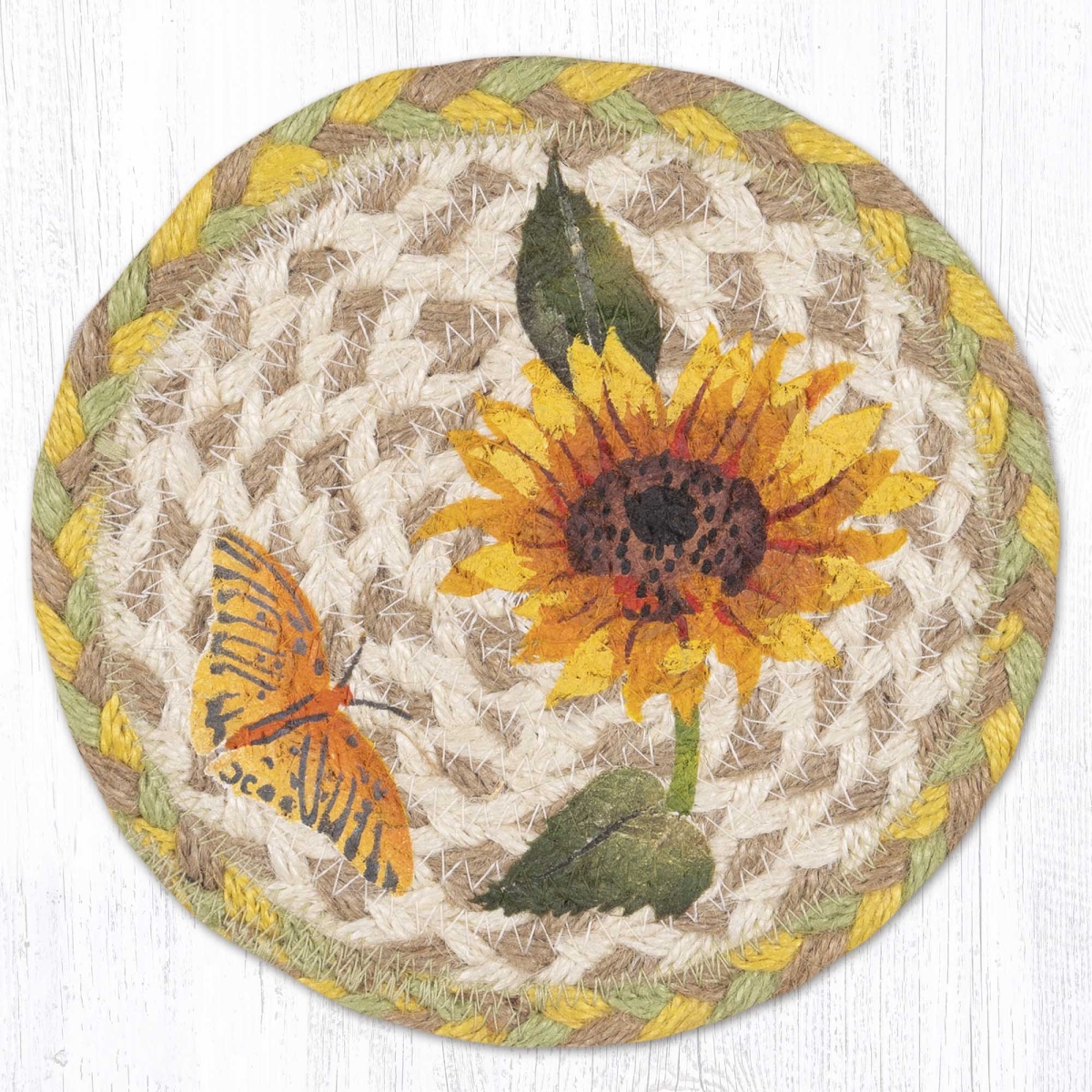 Picture of Earth Rug 79-654SF 7 x 7 in. Sunflower Field Braided Round Large Coaster, Multi Color