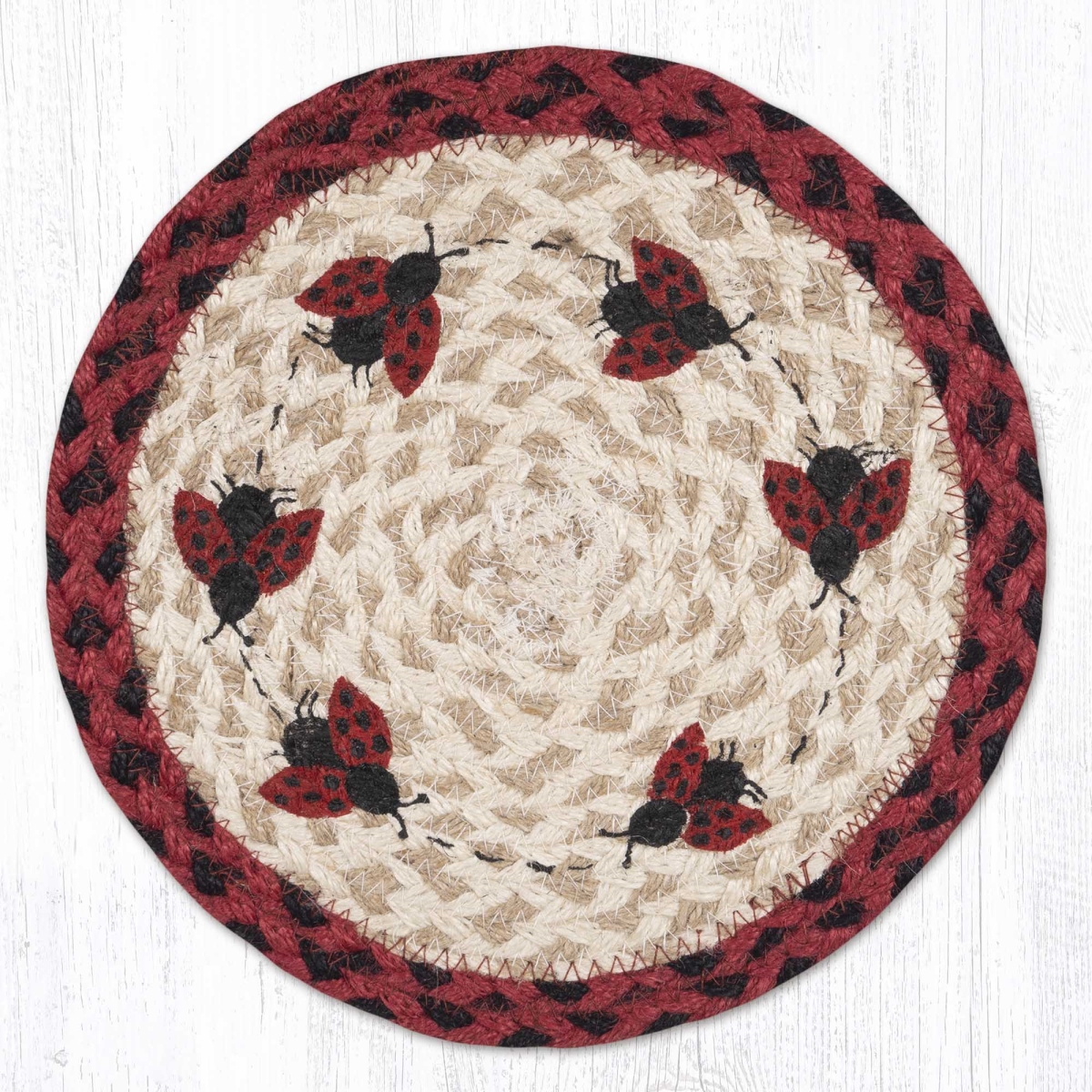 Picture of Earth Rug 80-396L 10 x 10 in. MSPR-396 Ladybug Printed Braided Round Trivet&#44; Multi Color