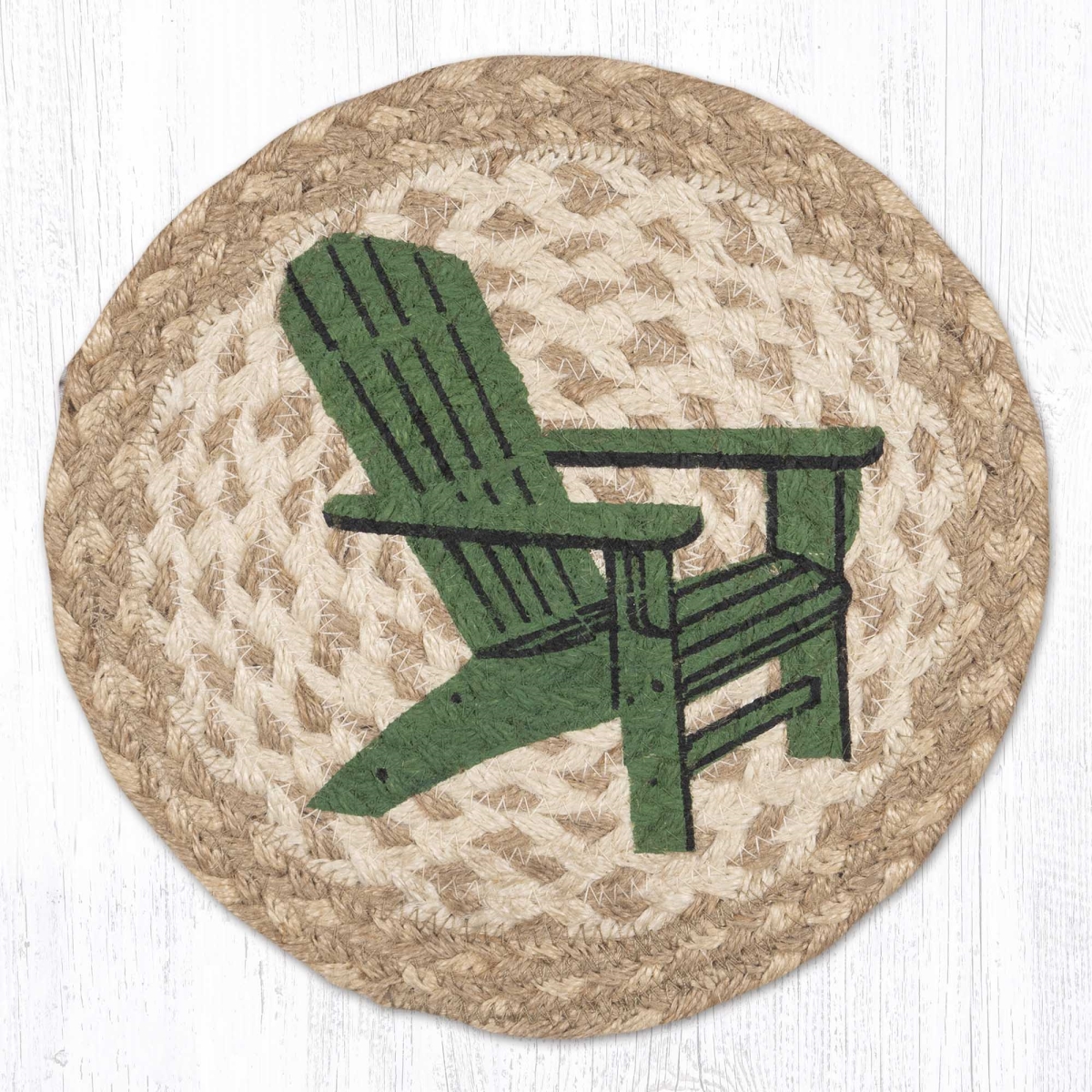 Picture of Earth Rug 80-776AC 10 x 10 in. MSPR-776 Adirondack Chair Printed Braided Round Trivet&#44; Multi Color