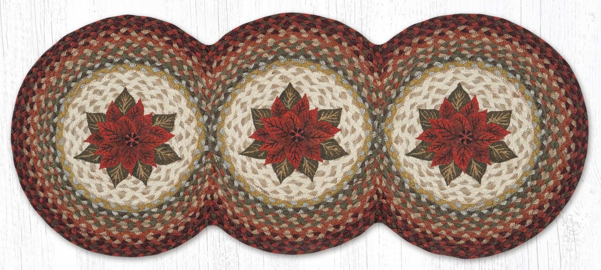 Picture of Earth Rug 95-417PP 15 x 36 in. TCP-417 Primitive Poinsettia Printed Braided Tri Circle Table Runner, Multi Color