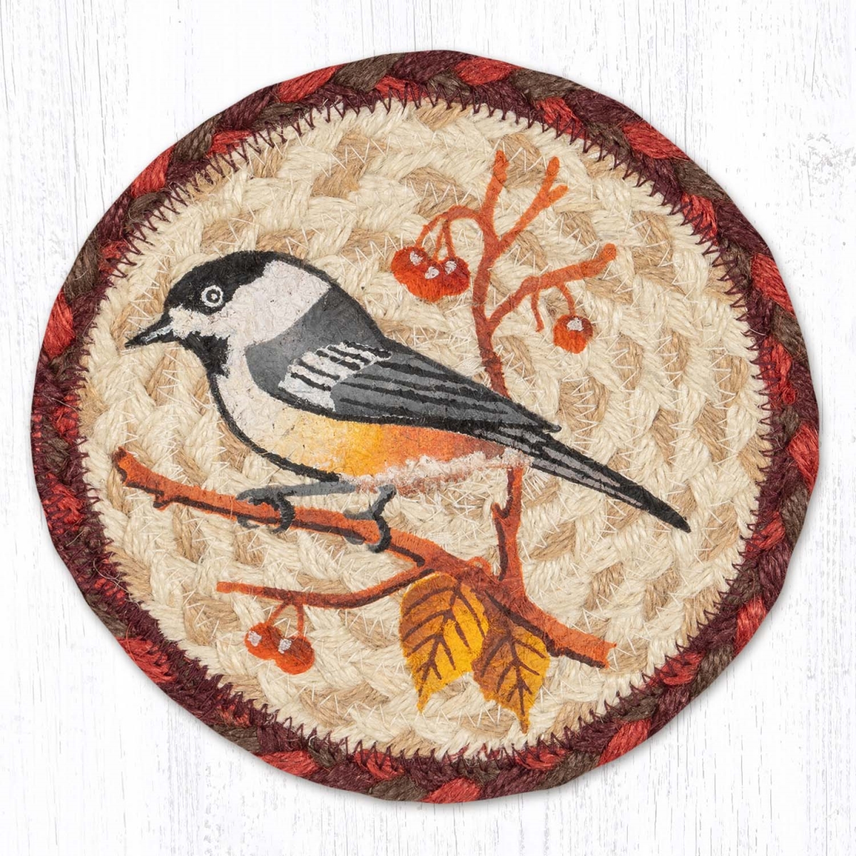 Picture of Earth Rug 79-717WCH 7 x 7 in. LC-717 Wildlife Chickadee Round Large Coaster