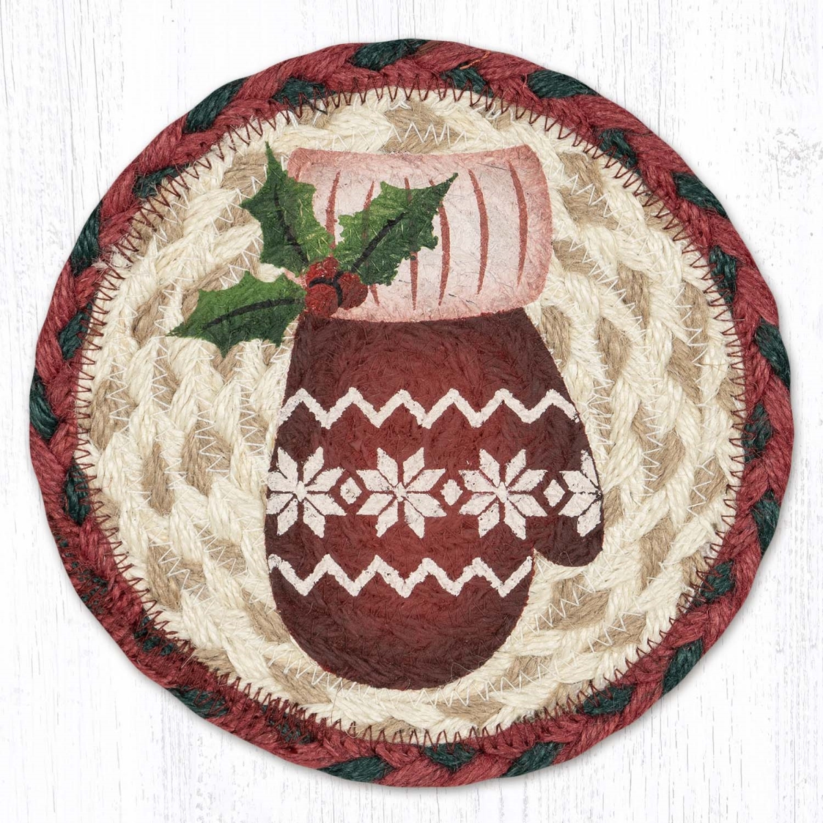 Picture of Earth Rug 79-875RM 7 x 7 in. LC-875 Red Mitten Round Large Coaster
