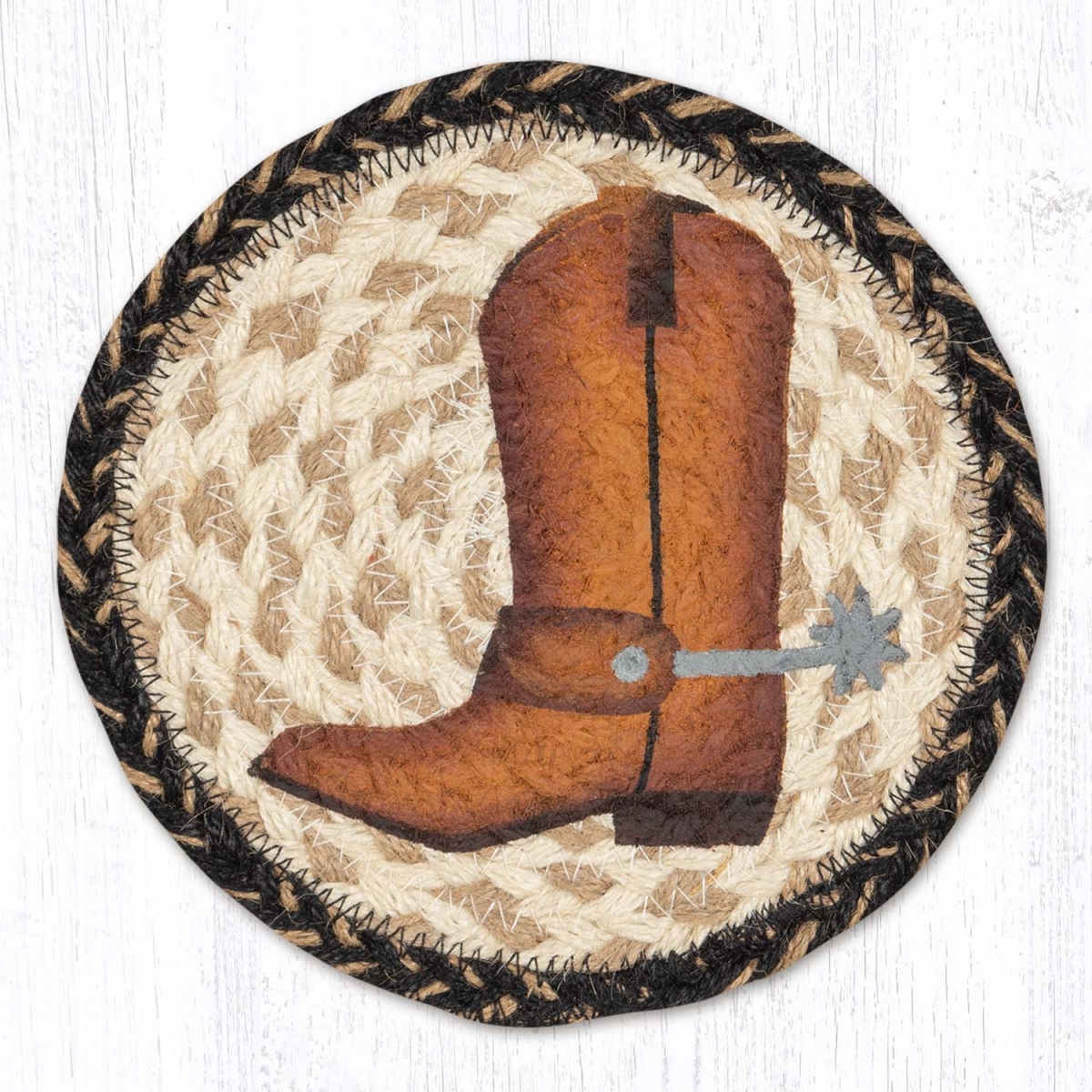 Picture of Earth Rug 79-9-093CB 7 x 7 in. LC-9-93 Cowboy Boot Round Large Coaster