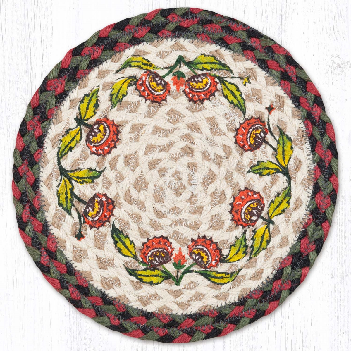 Picture of Earth Rug 80-081HF 10 x 10 in. MSPR-81 Holiday Floral Printed Round Trivet