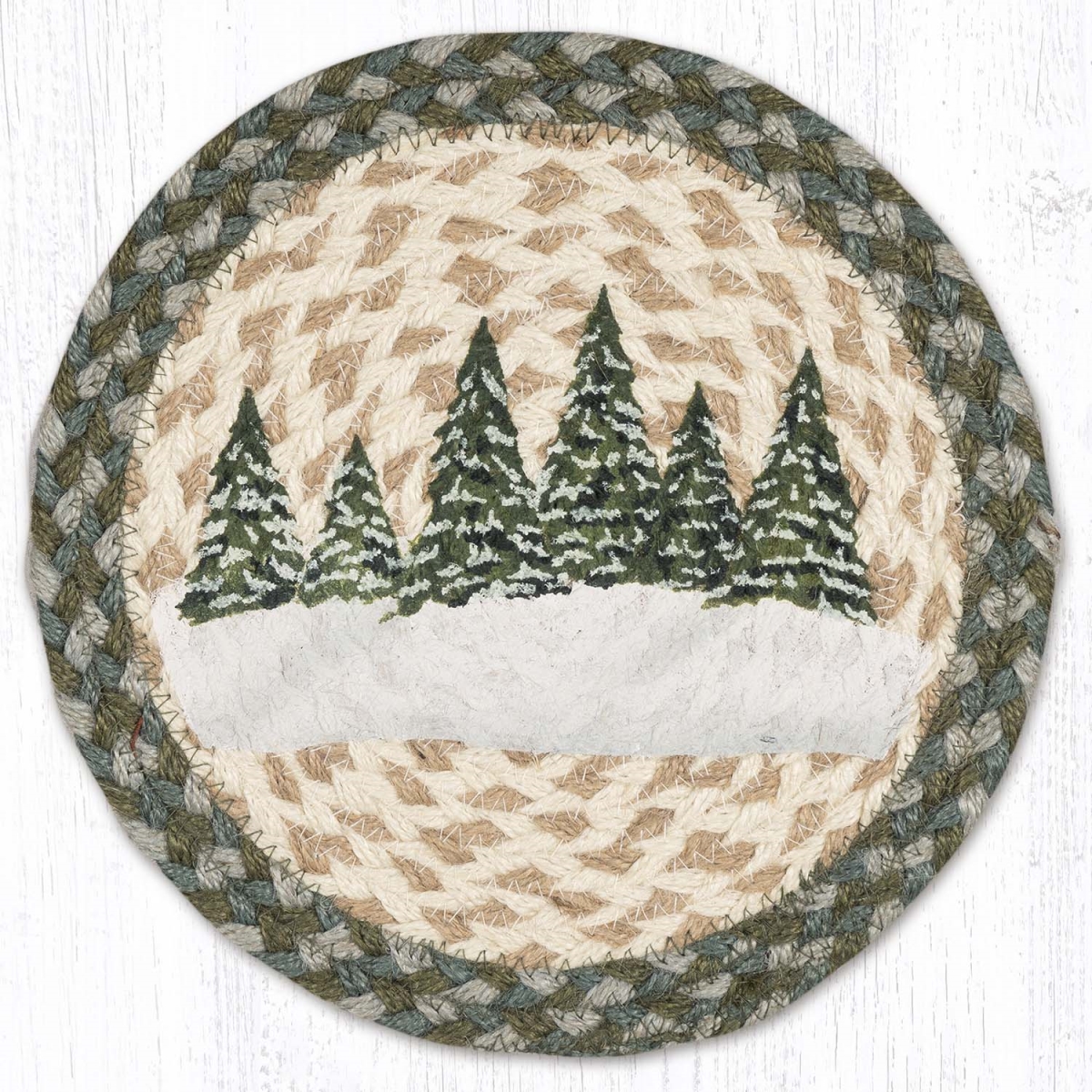 Picture of Earth Rug 80-419HVT 10 x 10 in. MSPR-419 Holiday Village Trees Printed Round Trivet