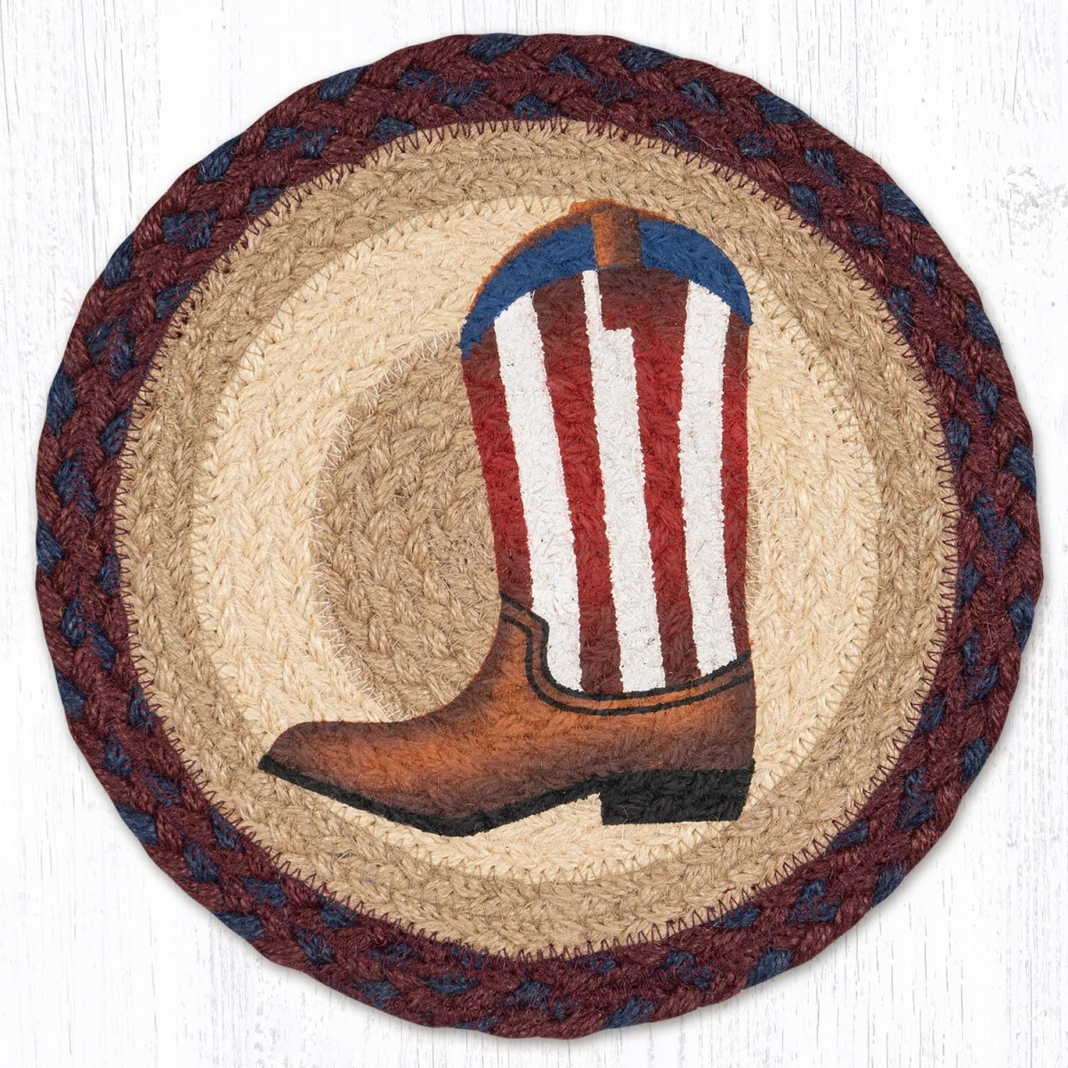 Picture of Earth Rug 80-867AB 10 x 10 in. MSPR-867 American Boot Printed Round Trivet
