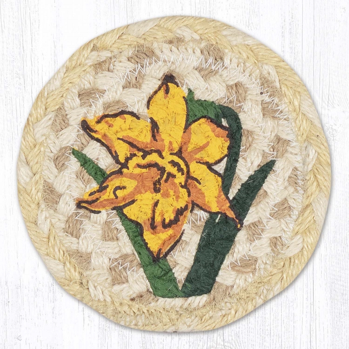 Picture of Earth Rug 31-IC880D 5 x 5 in. Daffodil Printed Braided Coaster, Multi Color