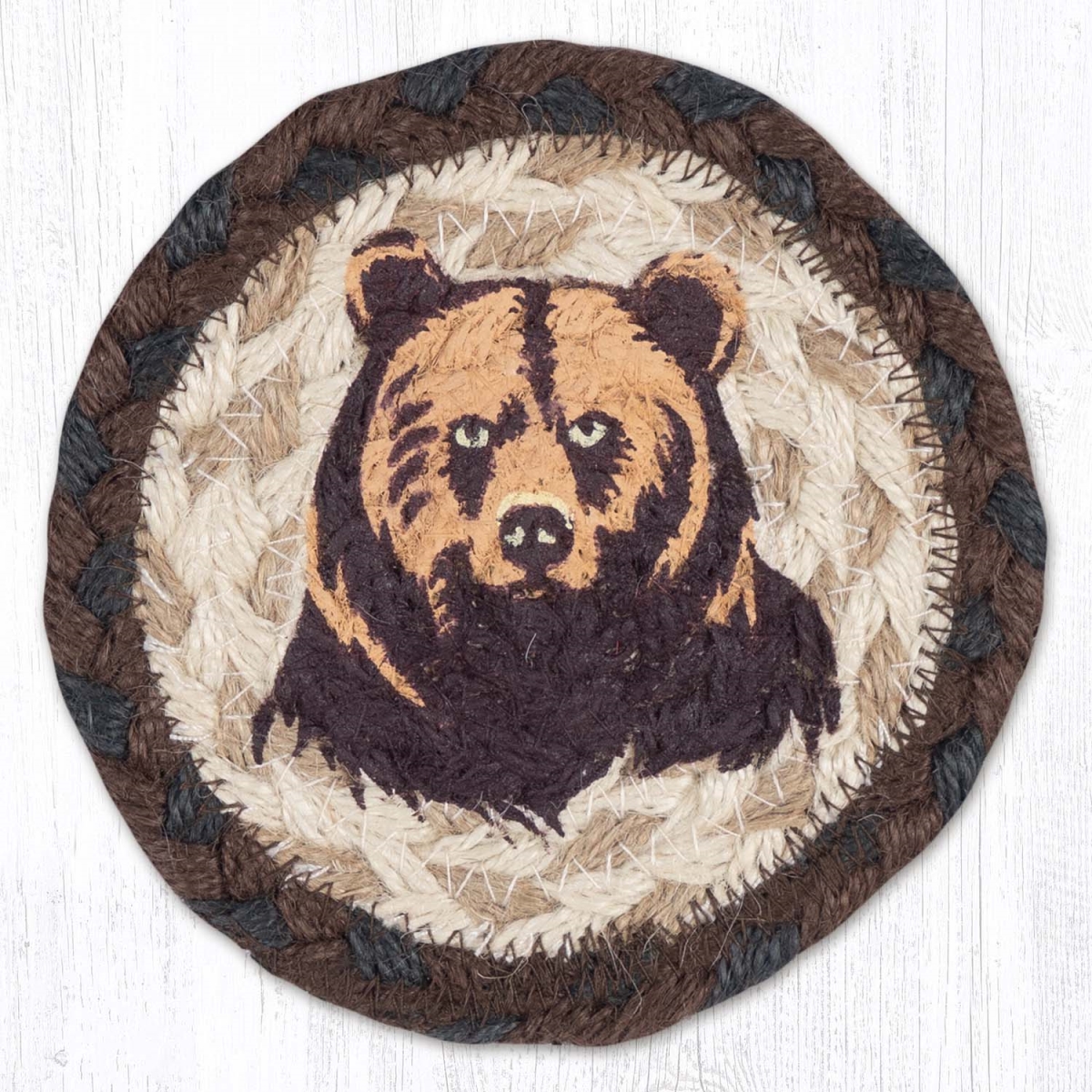 Picture of Earth Rug 31-IC899BB 5 x 5 in. Brown Bear Printed Braided Coaster, Multi Color