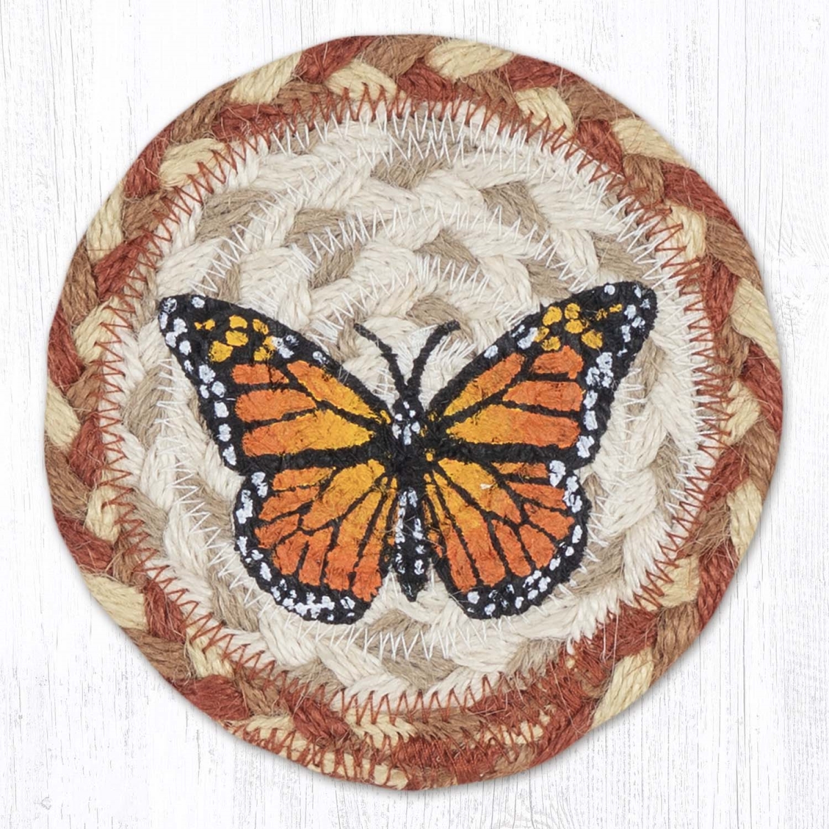 Picture of Earth Rug 31-IC915M 5 x 5 in. Monarch Printed Braided Coaster, Multi Color