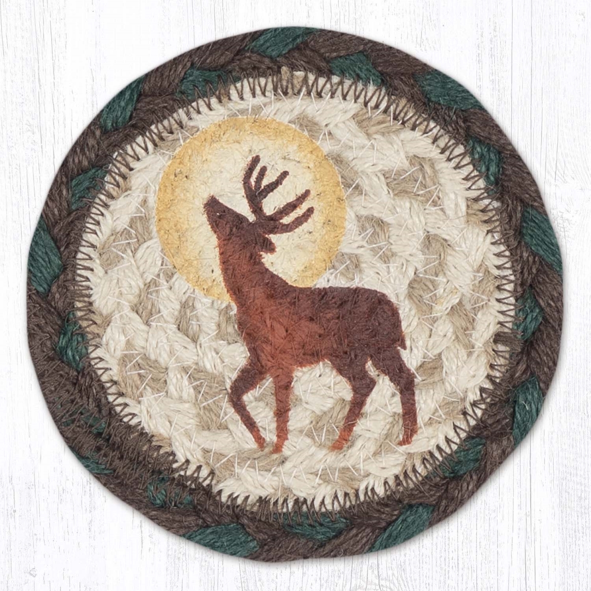 Picture of Earth Rug 31-IC922FMD 5 x 5 in. Full Moon & Deer Printed Braided Coaster, Multi Color