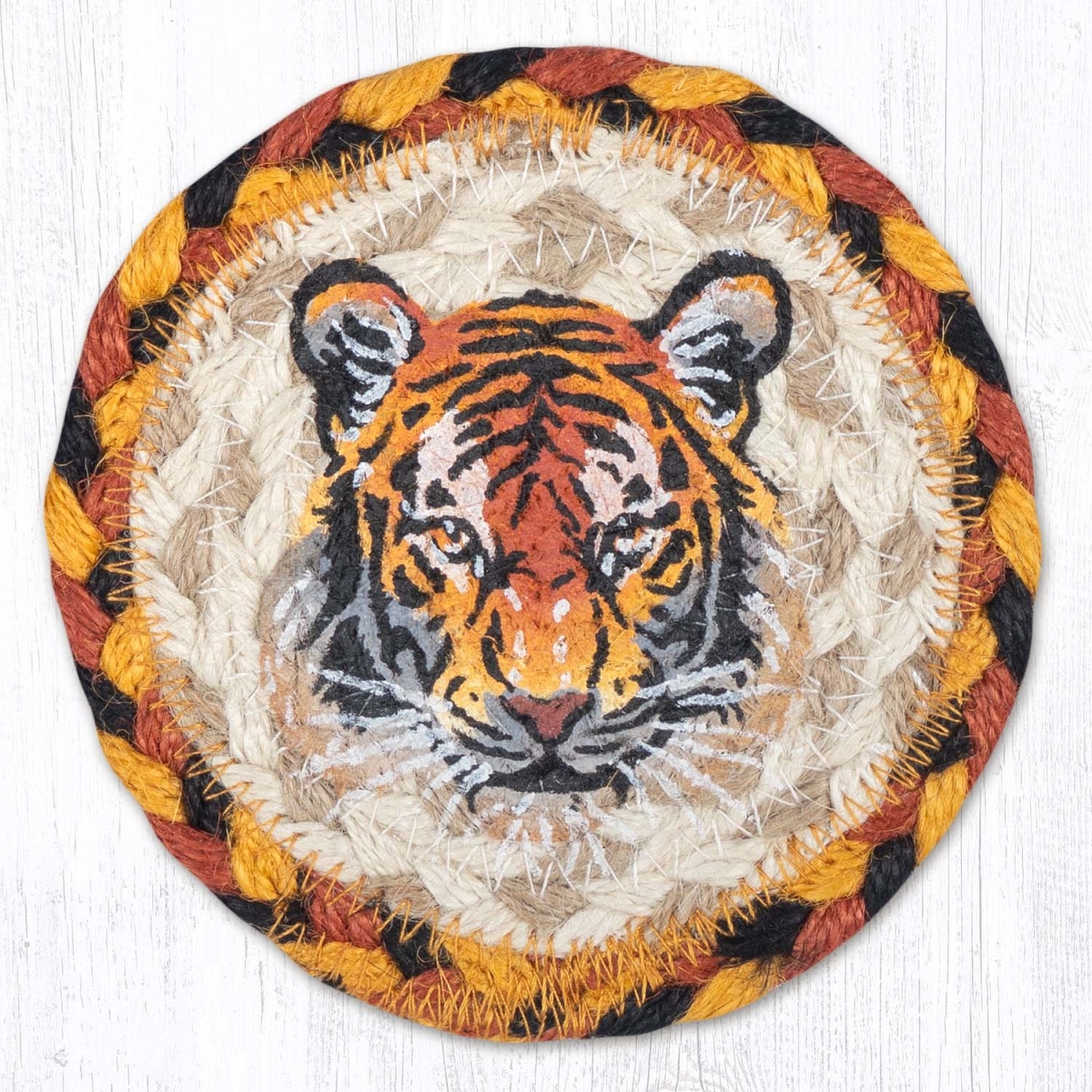 Picture of Earth Rug 31-IC927BT 5 x 5 in. Bengal Tiger Printed Braided Coaster, Multi Color