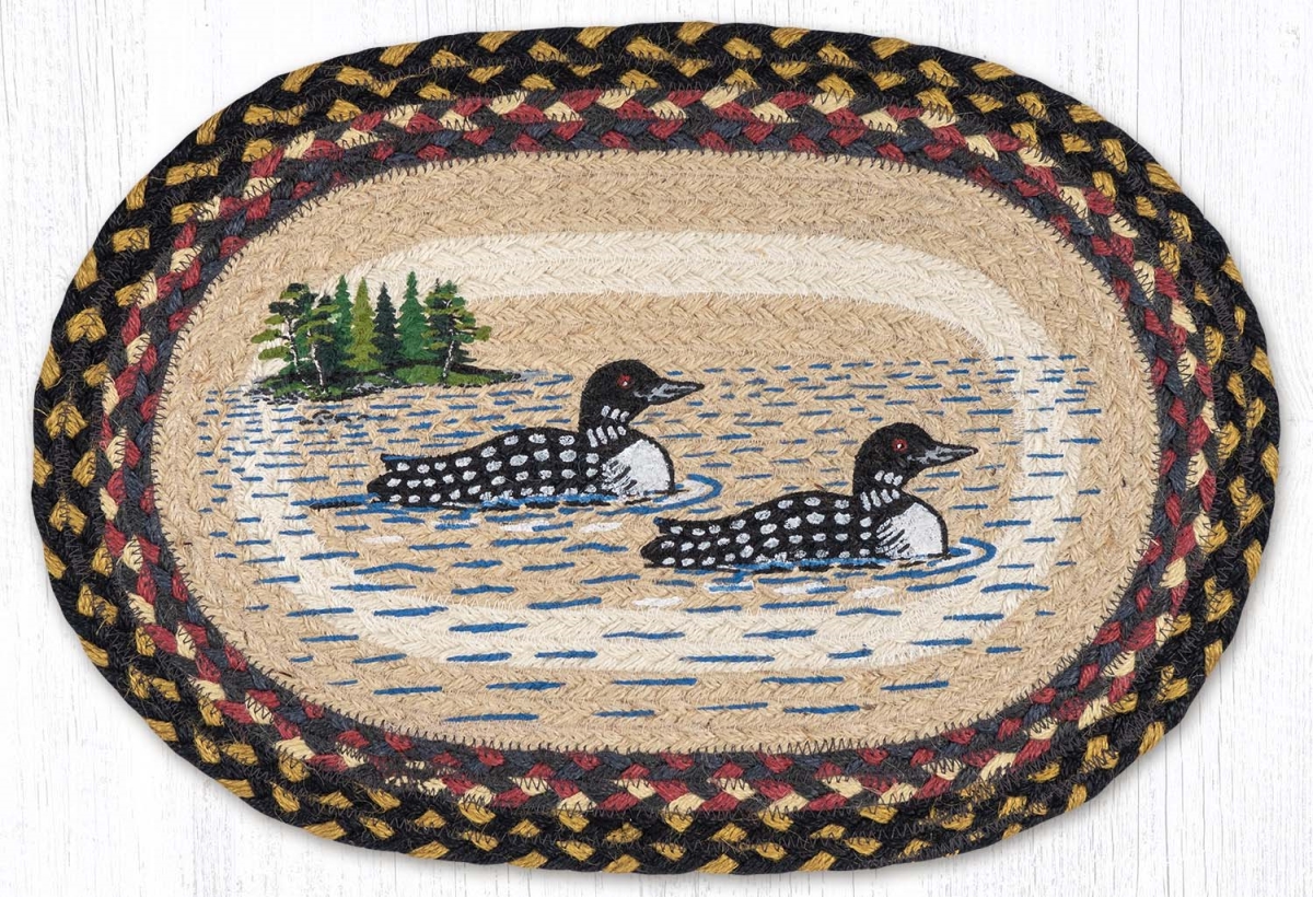 Picture of Earth Rug 48-043LP 13 x 19 in. Loon Patch Braided Oval Placemat, Multi Color