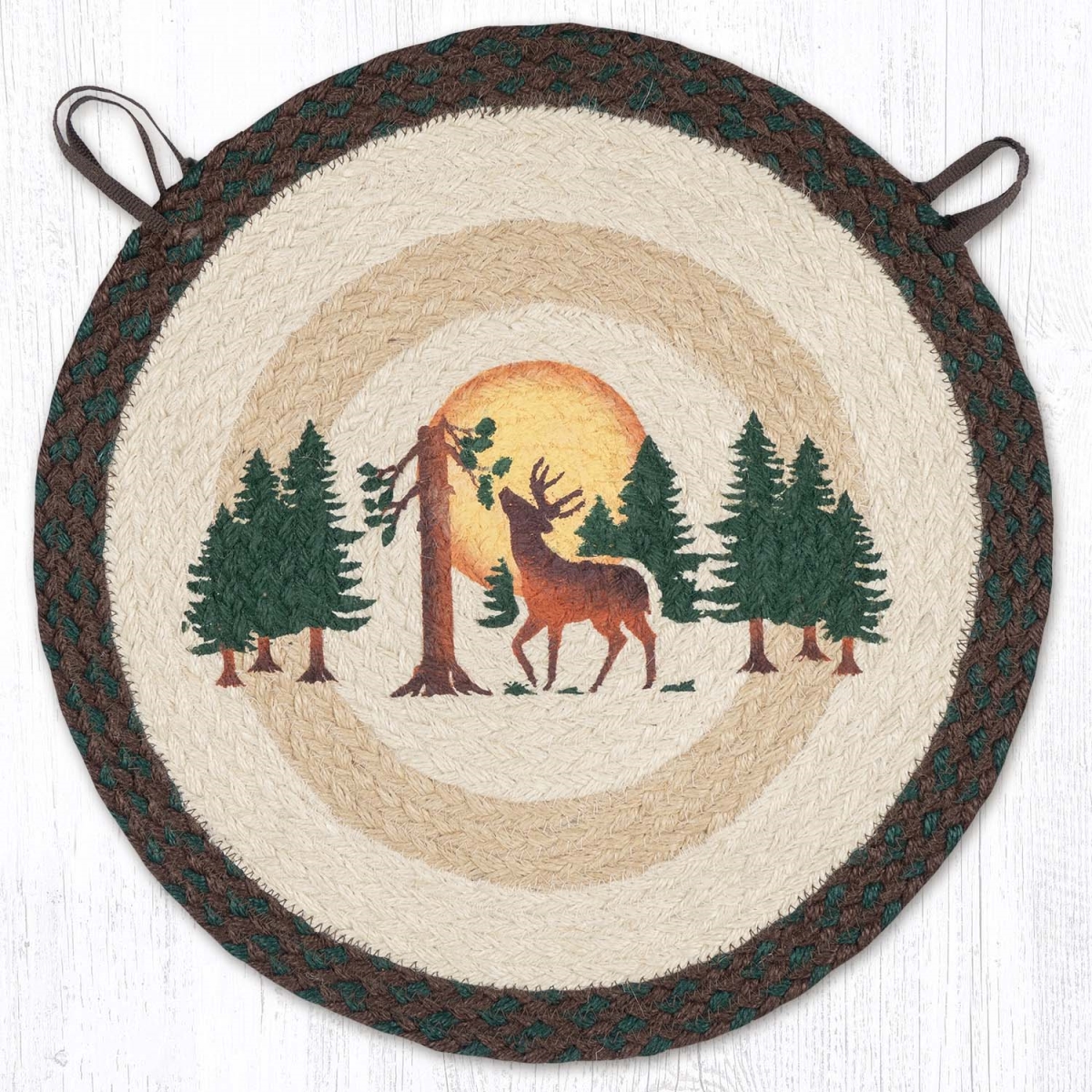 Picture of Earth Rug 49-CH922FMD 15.5 x 15.5 in. Full Moon & Deer Braided Round Chair Pad, Multi Color