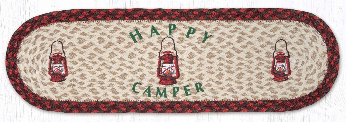 Picture of Earth Rug 49-ST417HC 27 x 8.25 in. ST-OP-417 Happy Camper Braided Oval Stair Tread Mat&#44; Multi Color