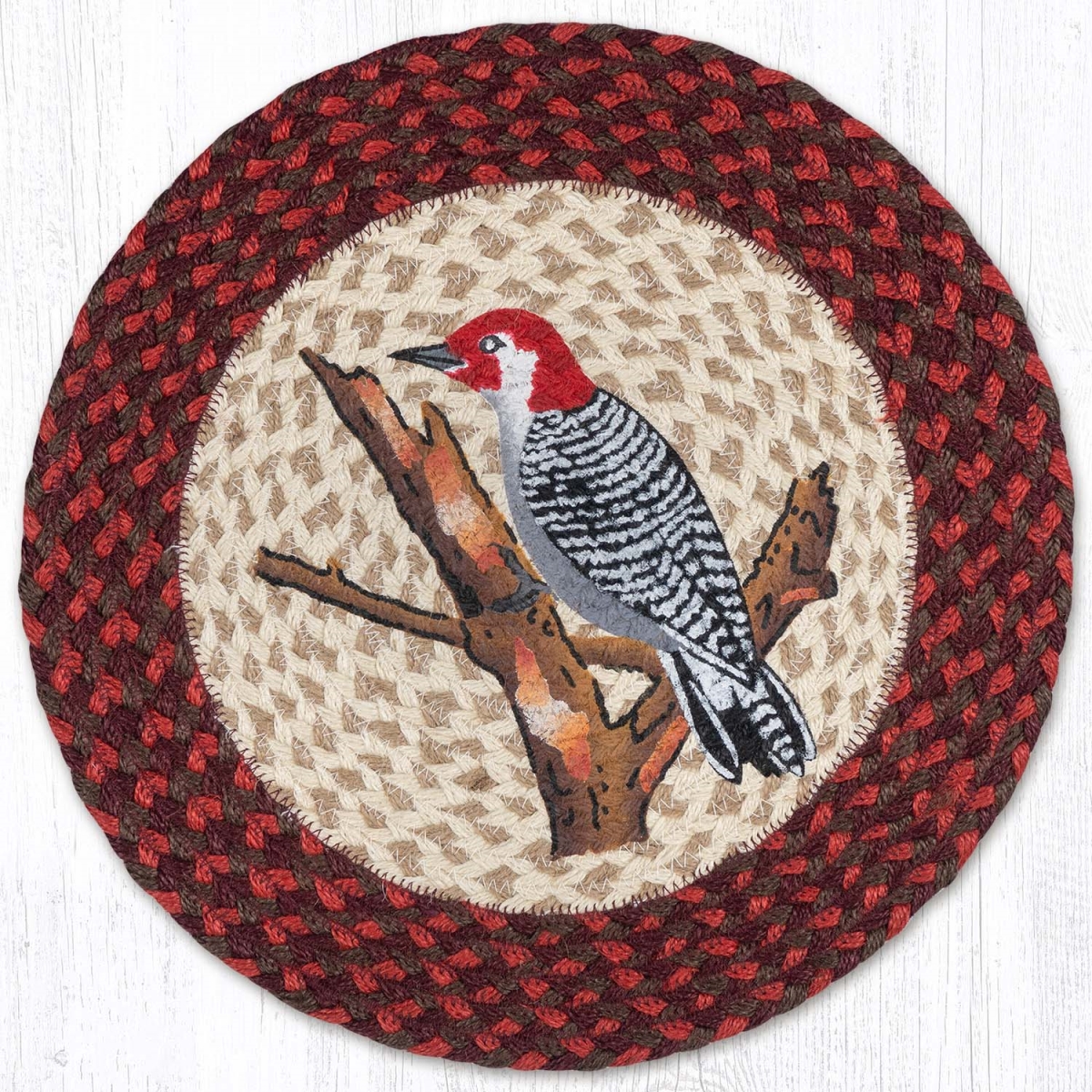 Picture of Earth Rug 57-717WW 15 x 15 in. Wildlife Woodpecker Printed Braided Round Placemat&#44; Multi Color