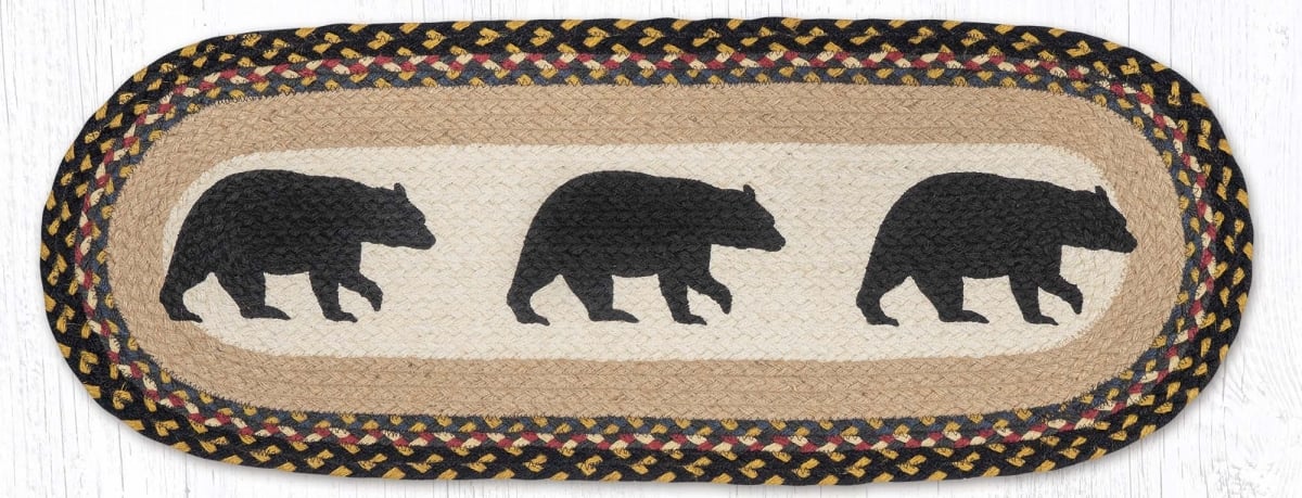 Picture of Earth Rug 68-043AB 13 x 36 in. American Bear Braided Oval Table Runner, Burgundy & Mustard