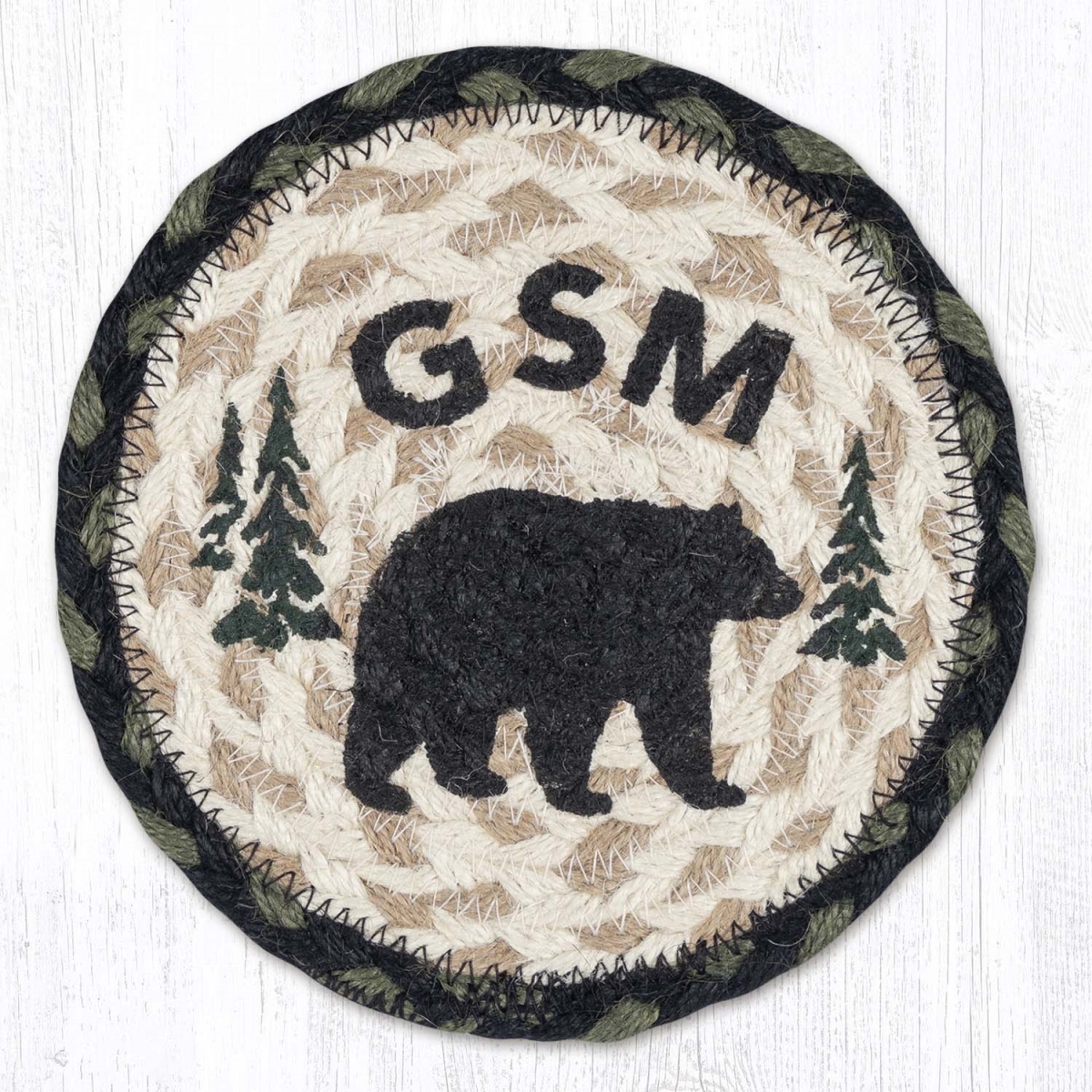 79-116GSM 7 x 7 in. GSM Bear Braided Round Large Coaster, Multi Color