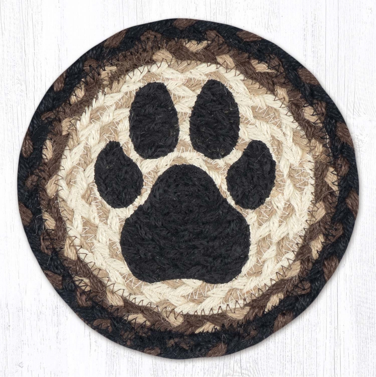 Picture of Earth Rug 79-313DP 7 x 7 in. Dog Paw Braided Round Large Coaster, Multi Color