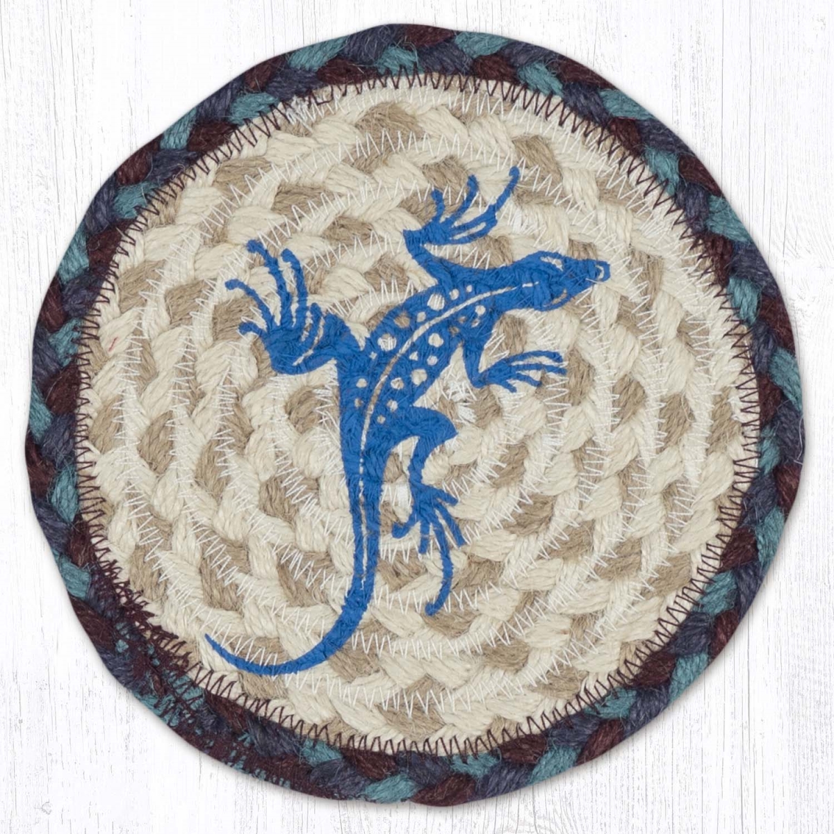 Picture of Earth Rug 79-917SG 7 x 7 in. Southwestern Gecko Braided Round Large Coaster&#44; Multi Color
