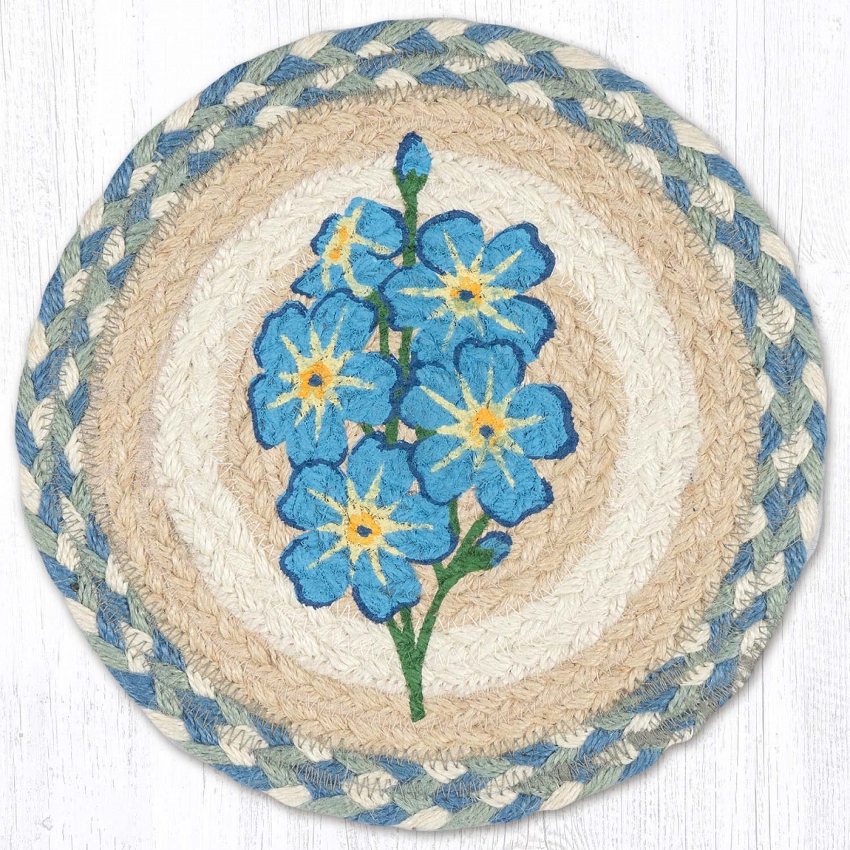 Picture of Earth Rug 80-363FMN 10 x 10 in. MSPR-363 Forget Me Not Printed Braided Round Trivet&#44; Multi Color