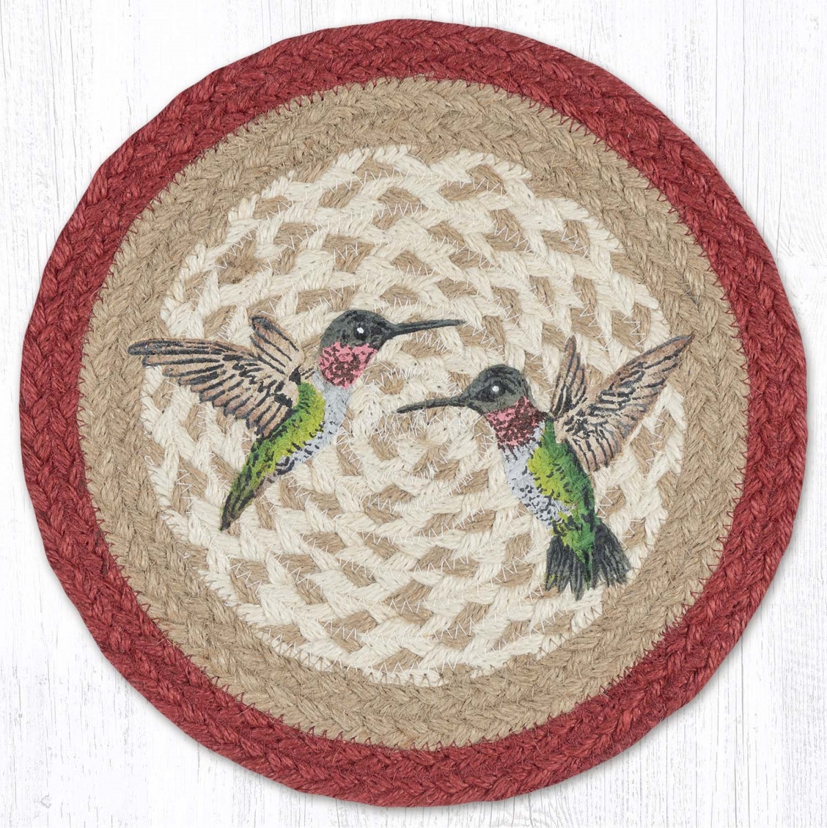 Picture of Earth Rug 80-504H 10 x 10 in. MSPR-504 Hummingbird Printed Braided Round Trivet&#44; Multi Color