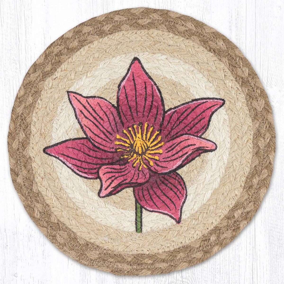 Picture of Earth Rug 80-776LI 10 x 10 in. MSPR-776 Lily Printed Braided Round Trivet, Multi Color