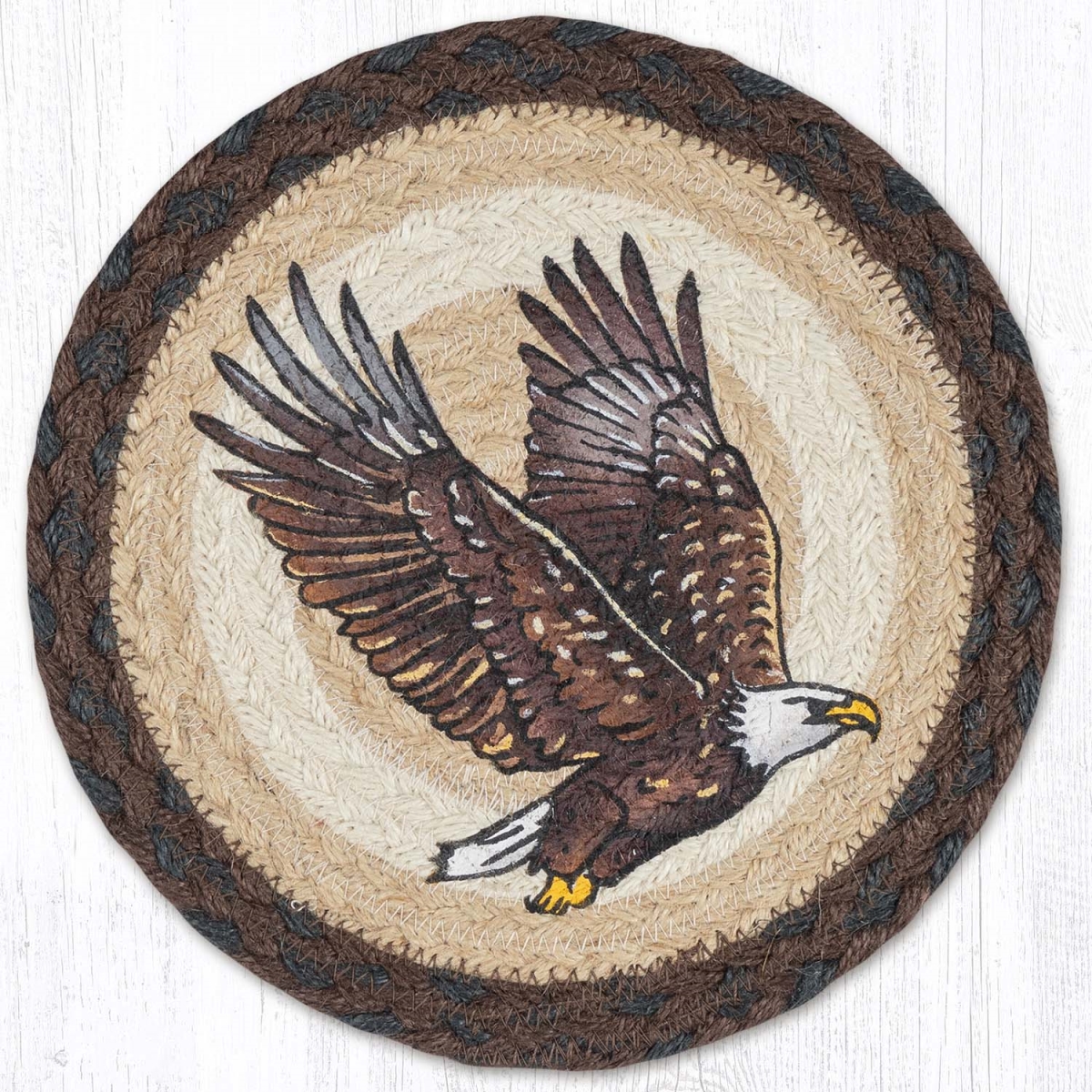 Picture of Earth Rug 80-899E 10 x 10 in. MSPR-899 Eagle Printed Braided Round Trivet, Multi Color