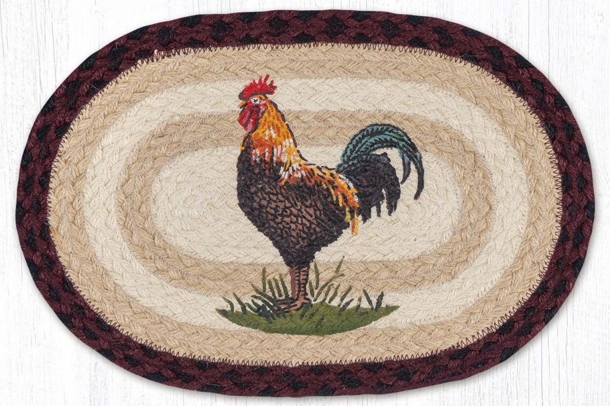Picture of Earth Rug 81-471RR 10 x 15 in. MSP-471 Rustic Rooster Printed Oval Swatch Rug