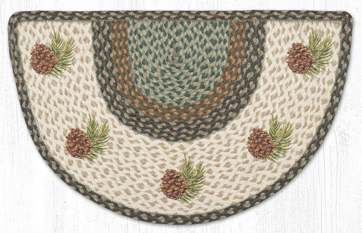 32-577GP 18 x 29 in. Graphic Pinecone Printed Braided Slice Rug, Multi Color