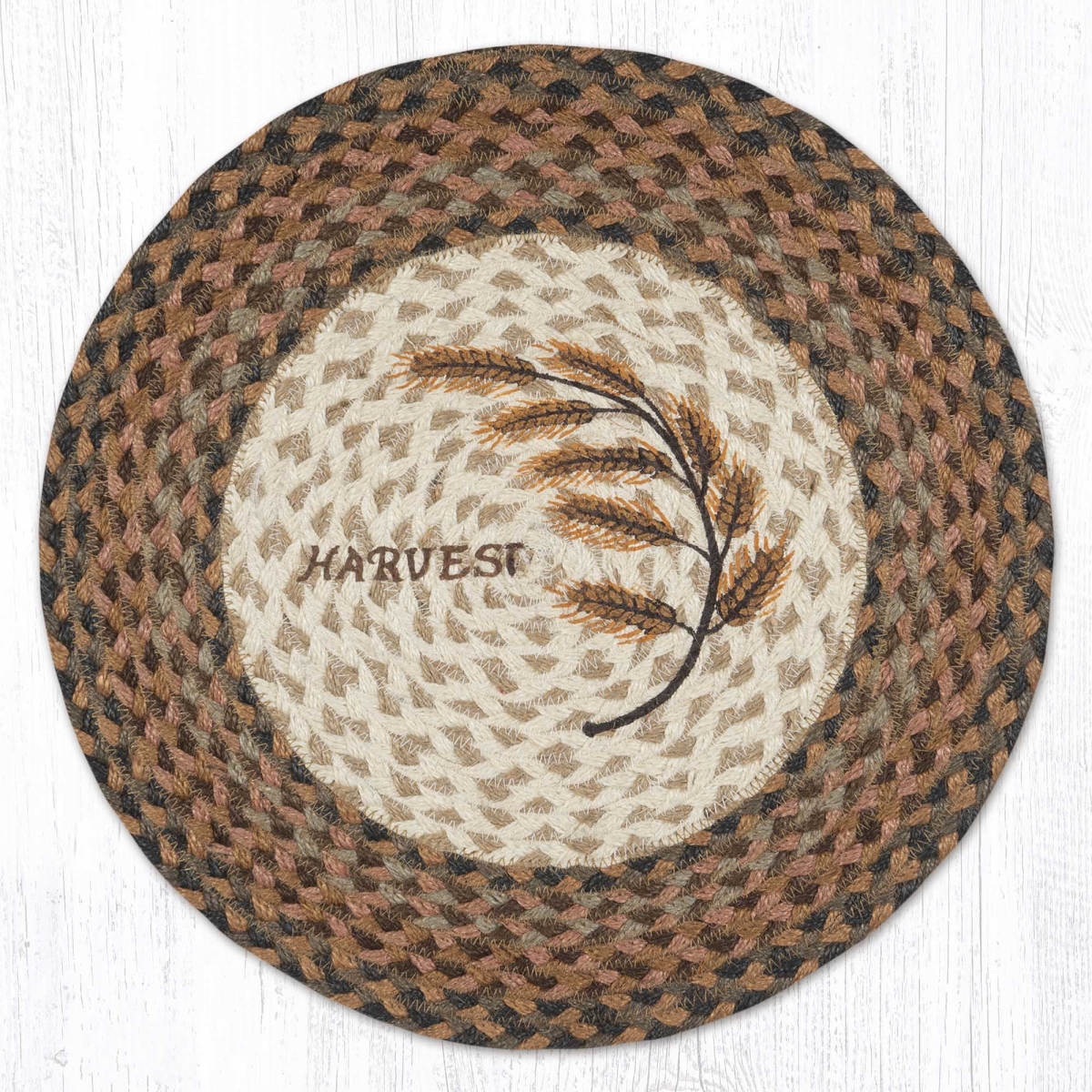 Picture of Earth Rug 57-802GW 15 x 15 in. Golden Wheat Printed Braided Round Placemat&#44; Multi Color
