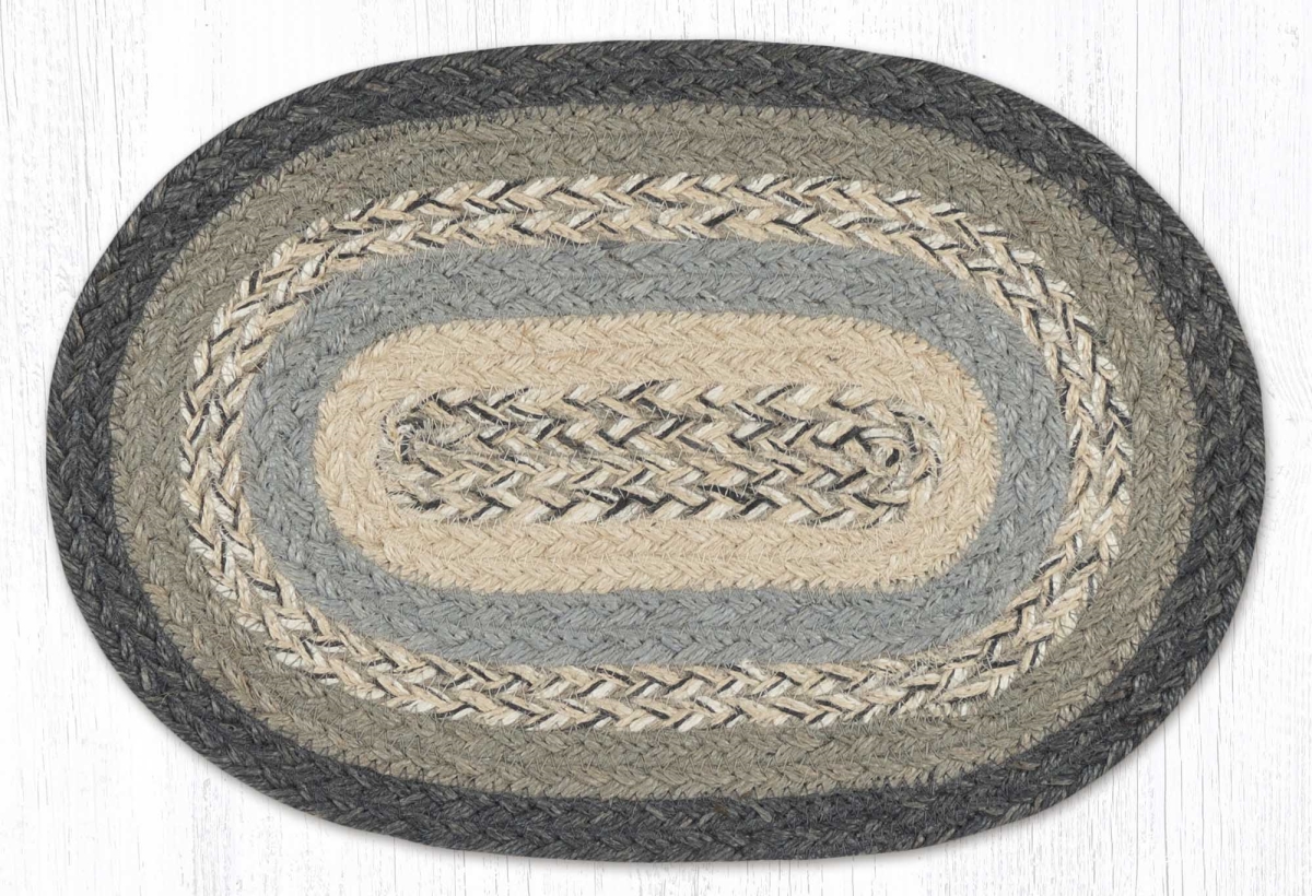 00903 10 x 15 in MS903 Charcoal44 Gray  Ivory Oval Swatch Rug