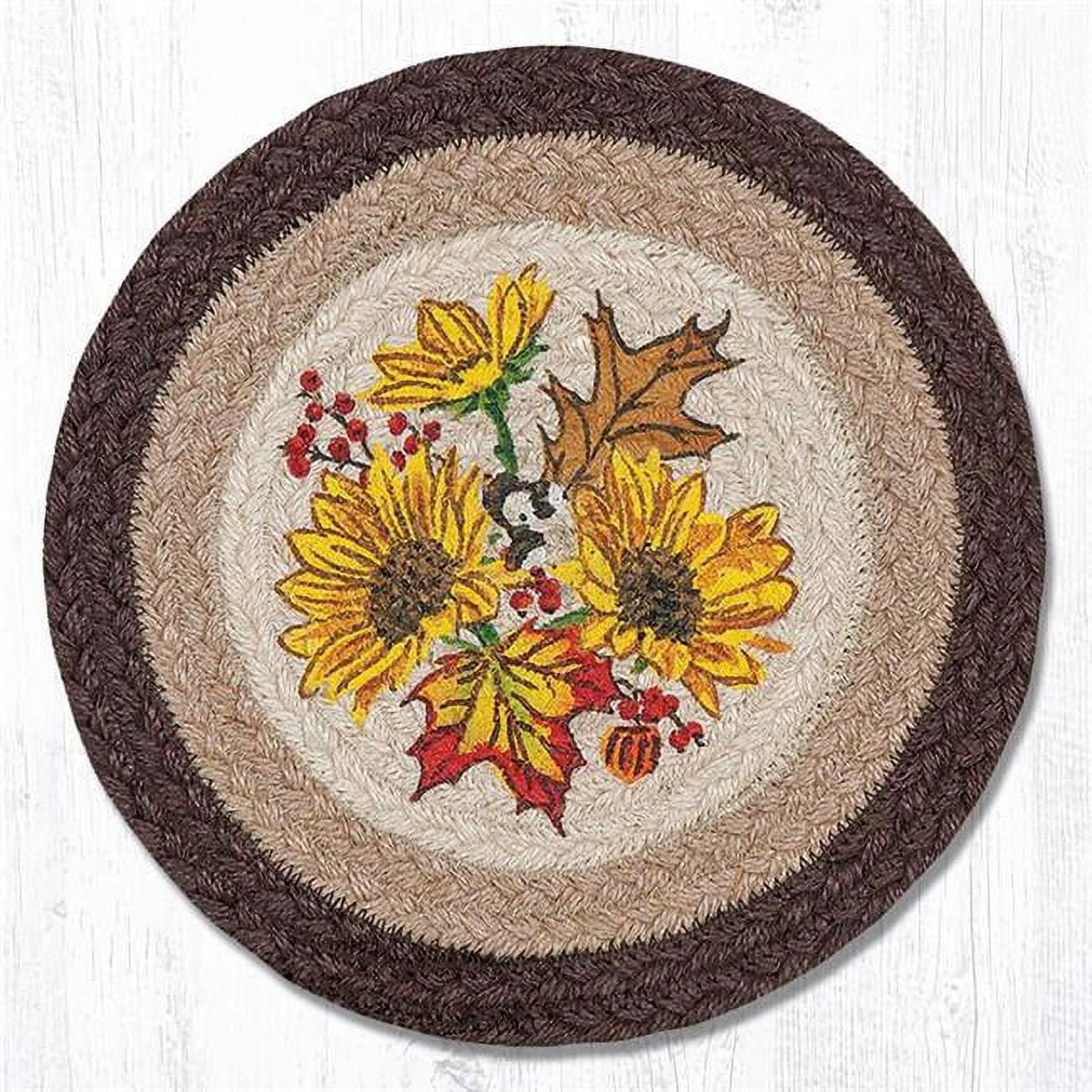 10 x 10 in. Autumn Sunflower Printed Round Swatch