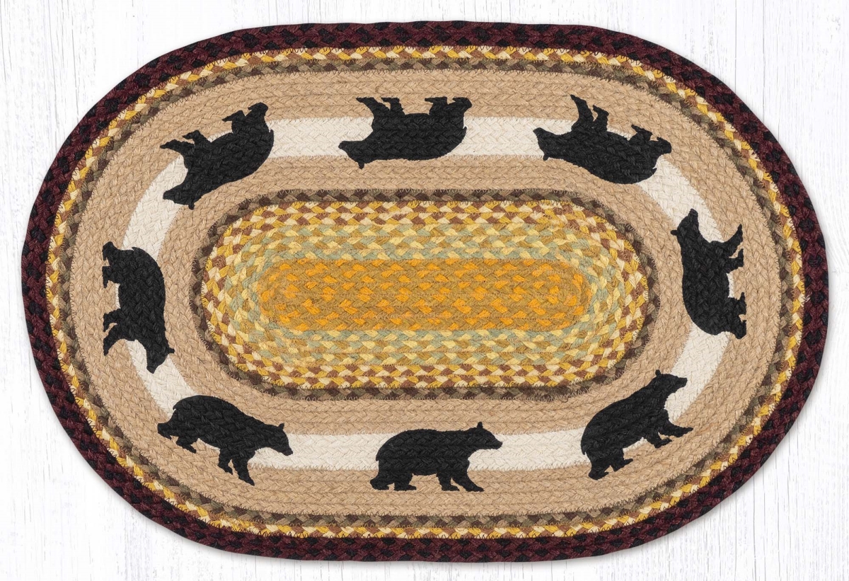 Picture of Earth Rug 65-395CB2 20 x 30 in. OP-395 Cabin Bear 2 Oval Patch Braided Rug
