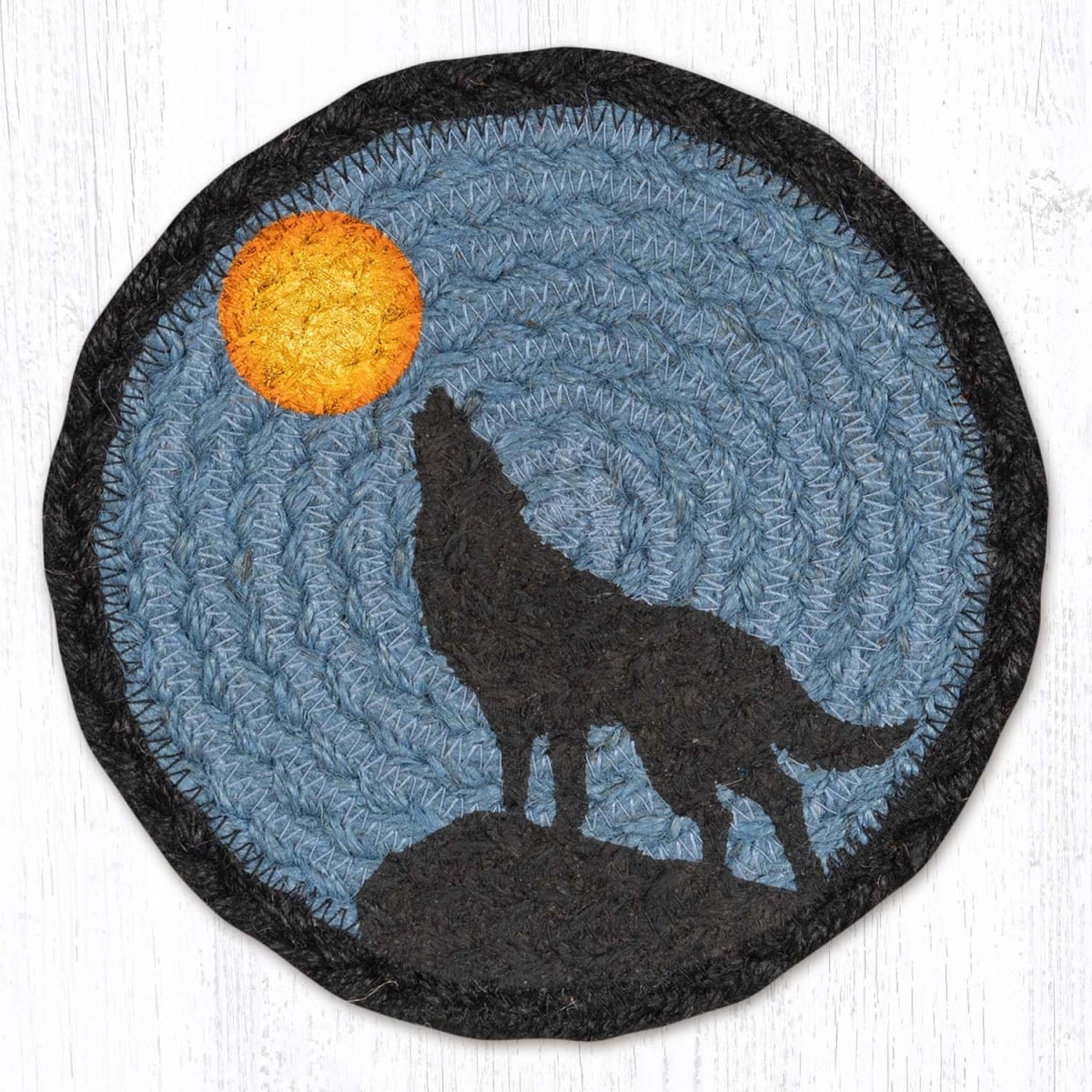 Picture of Earth Rug 79-001HW 7 x 7 in. LC-001 Howling Wolf Round Large Coaster