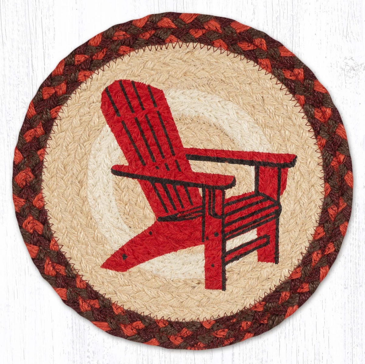 Picture of Earth Rug 80-417RAC 10 x 10 in. MSPR-417 Red Adirondack Chair Printed Round Trivet