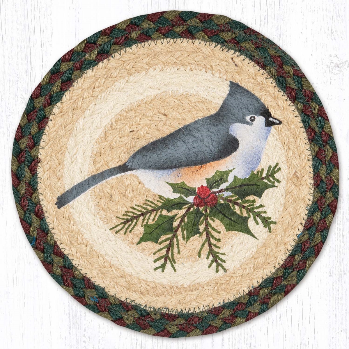 Picture of Earth Rug 80-508TWB 10 x 10 in. MSPR-508 Tufted Winter Bird Printed Round Trivet