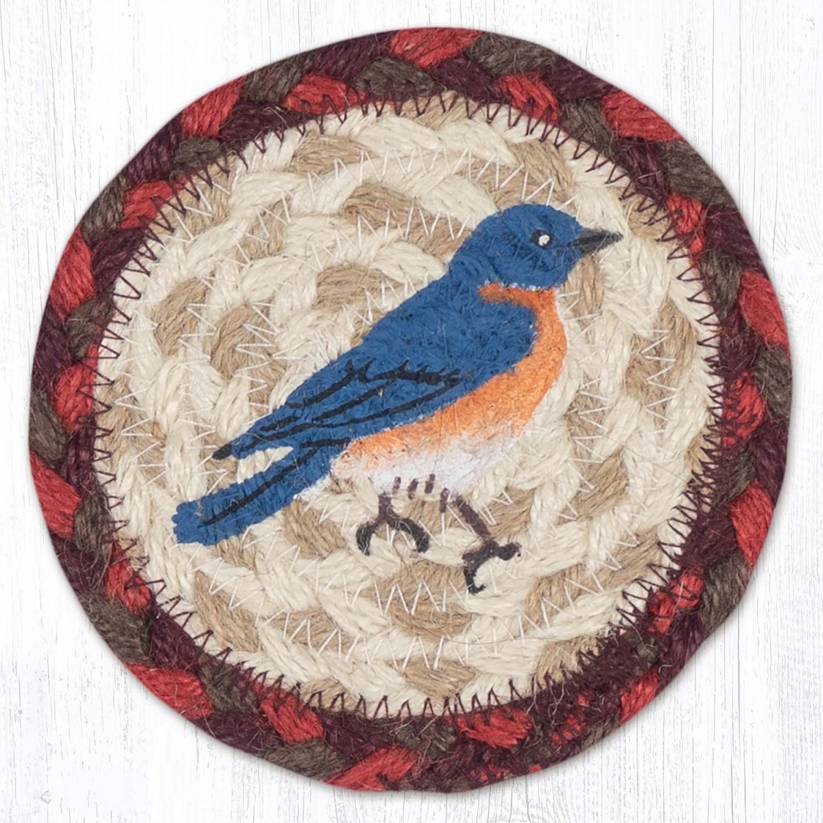 Picture of Earth Rug 31-IC417B 5 x 5 in. Bluebird Printed Braided Coaster, Multi Color