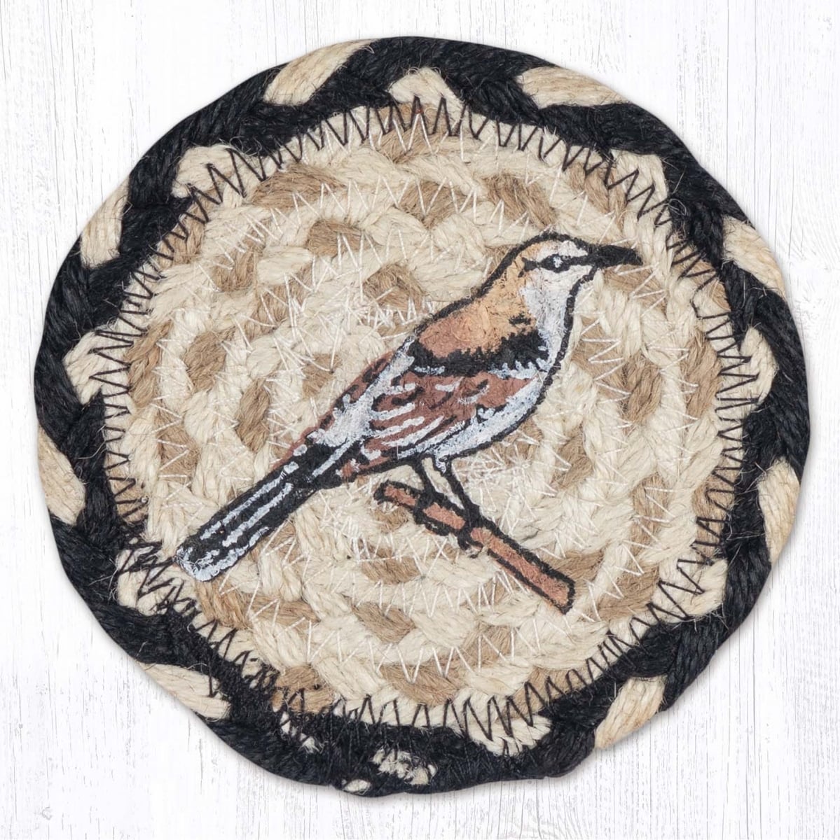 Picture of Earth Rug 31-IC430MB 5 x 5 in. Mocking Bird Printed Braided Coaster, Multi Color